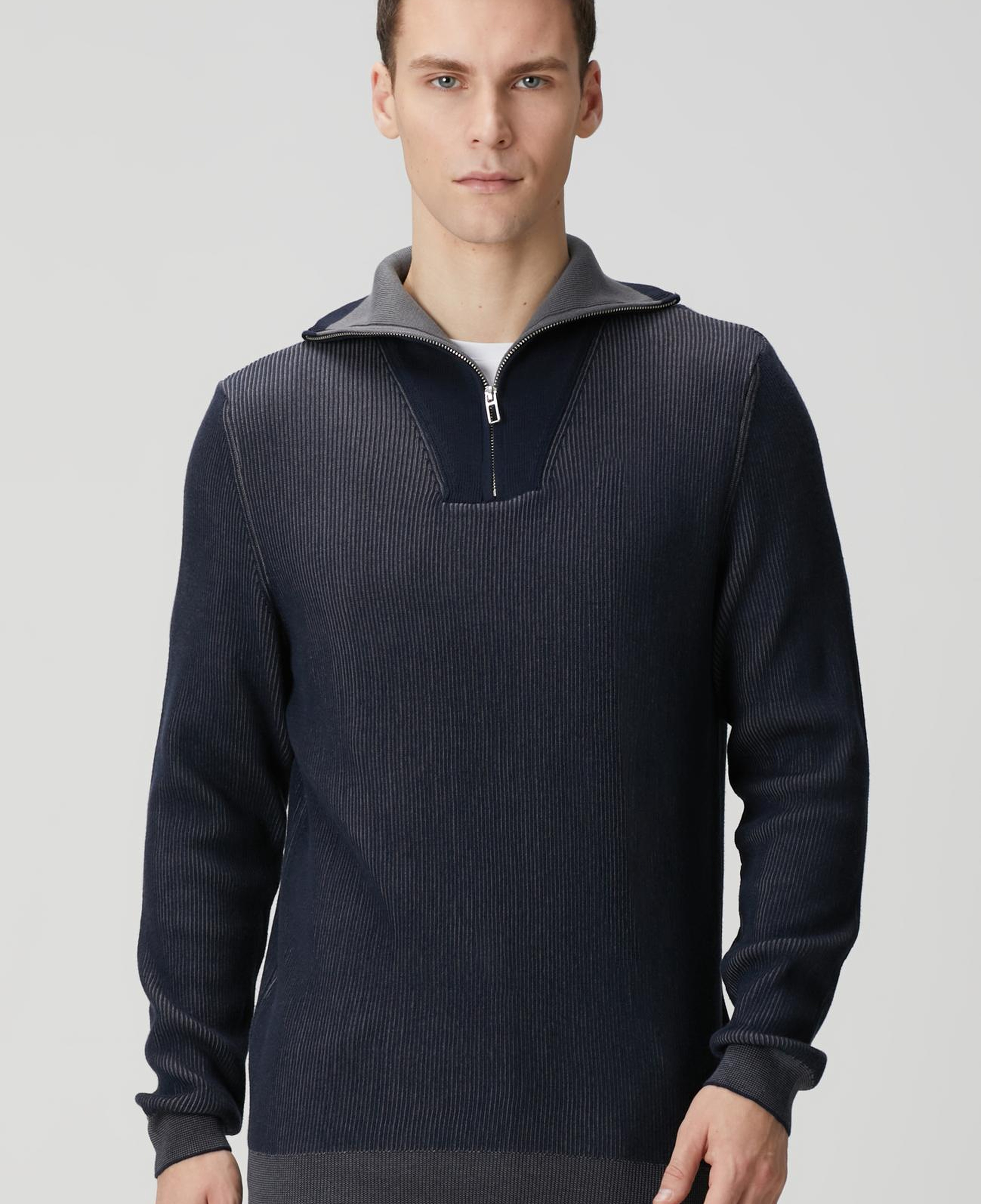 Network Erkek Lacivert Dik Yaka Çift Renk Kazak