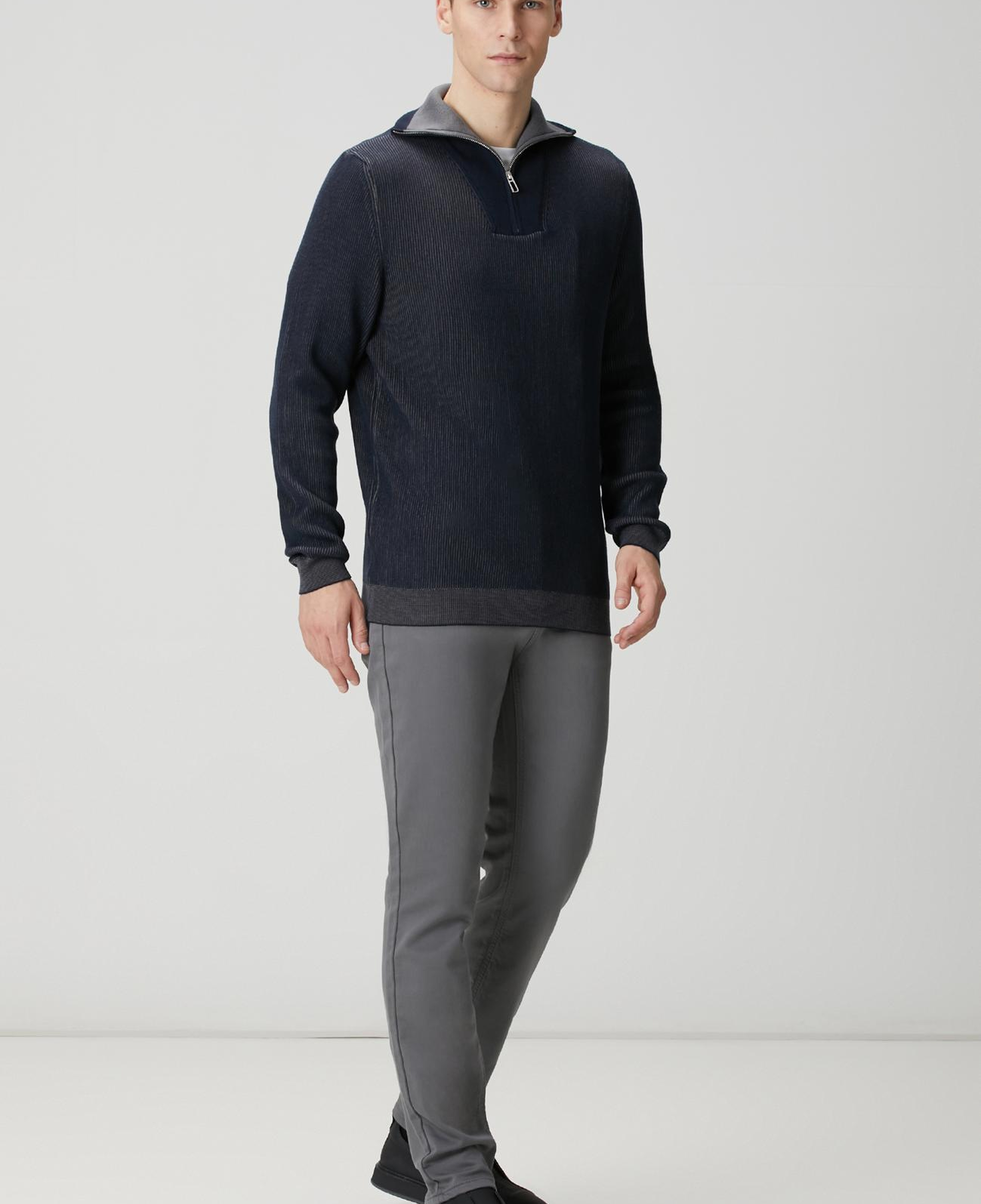 Network Erkek Lacivert Dik Yaka Çift Renk Kazak