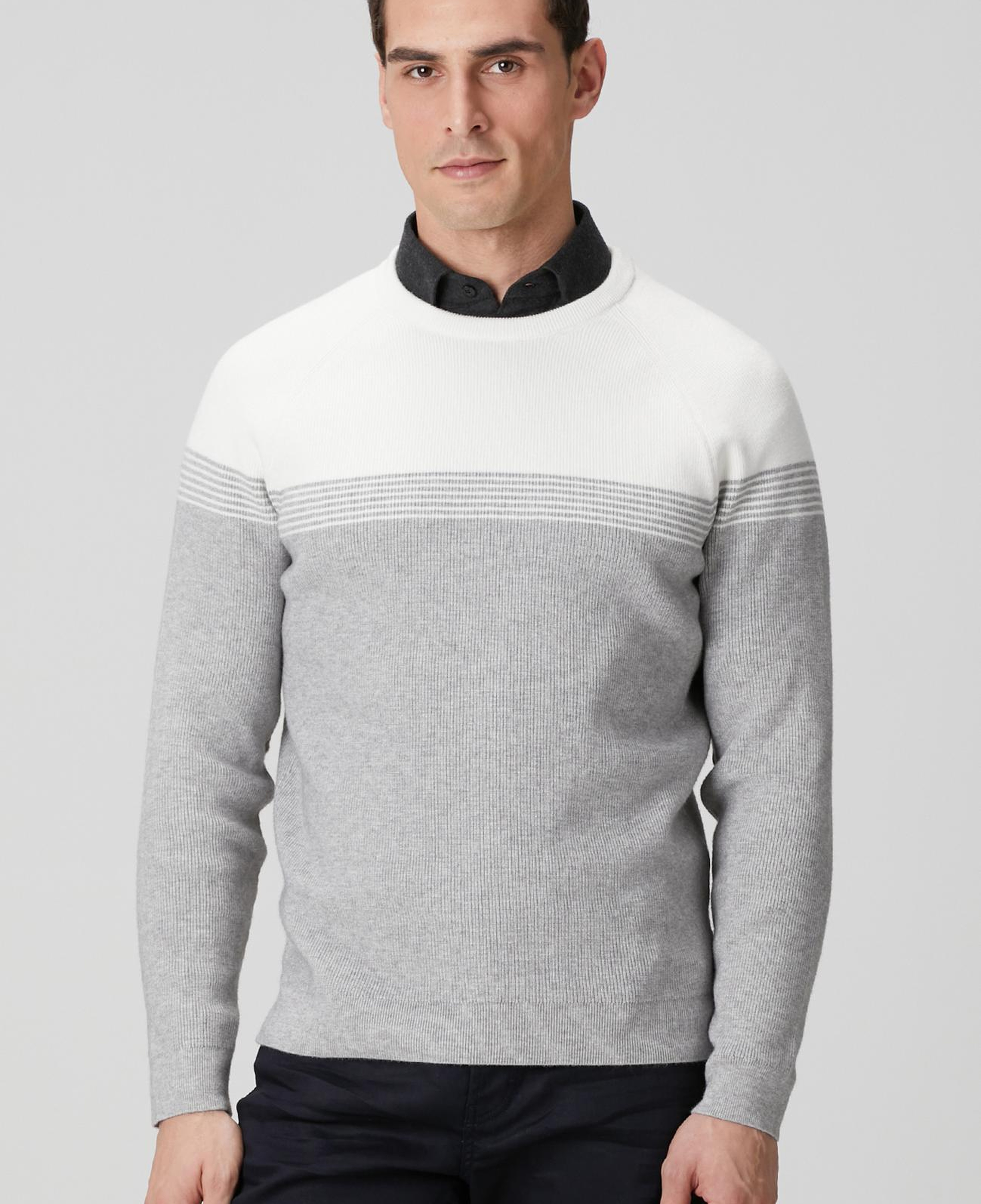 Network Erkek Gri Ekru Selanik Örgü Kazak