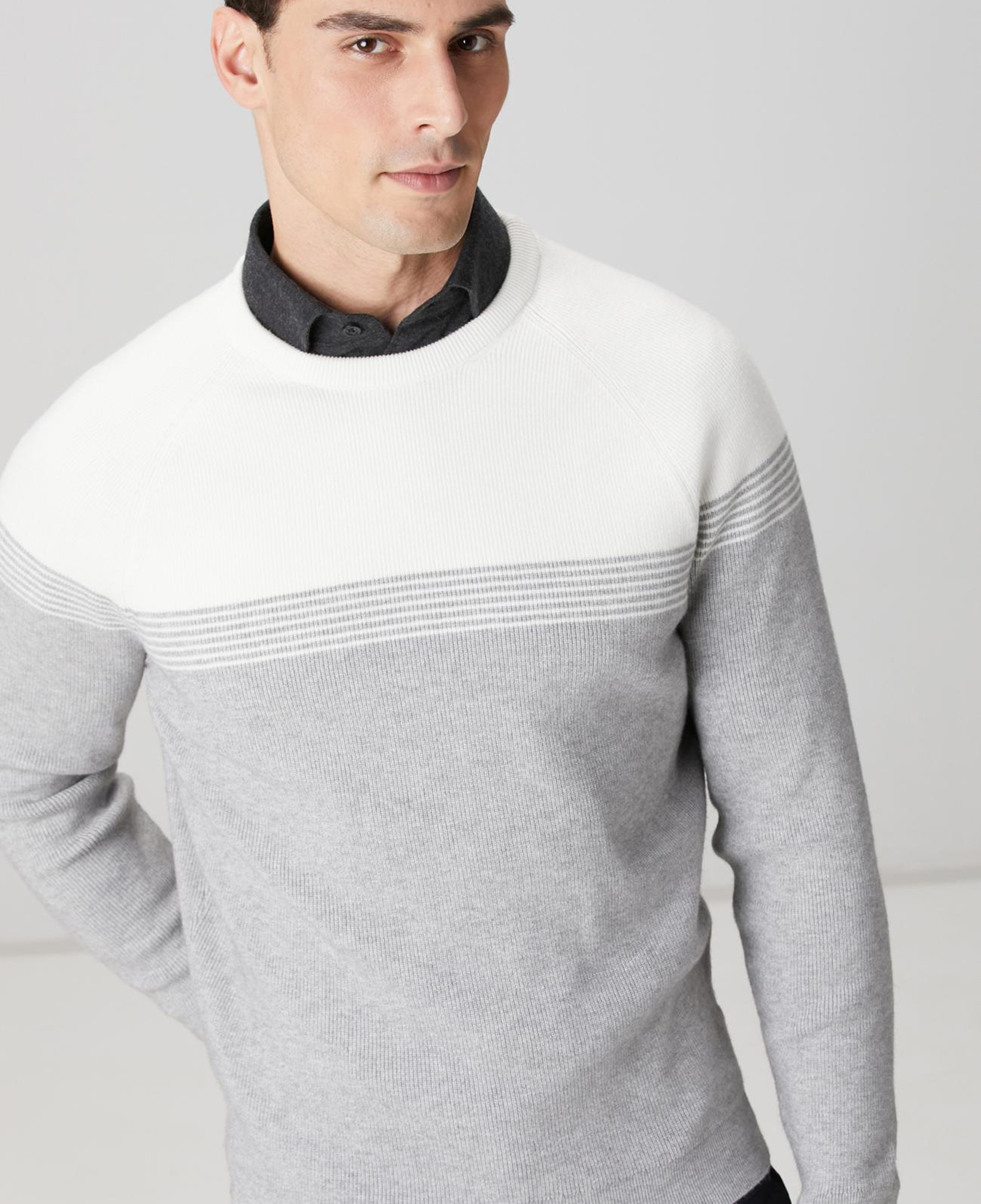 Network Erkek Gri Ekru Selanik Örgü Kazak