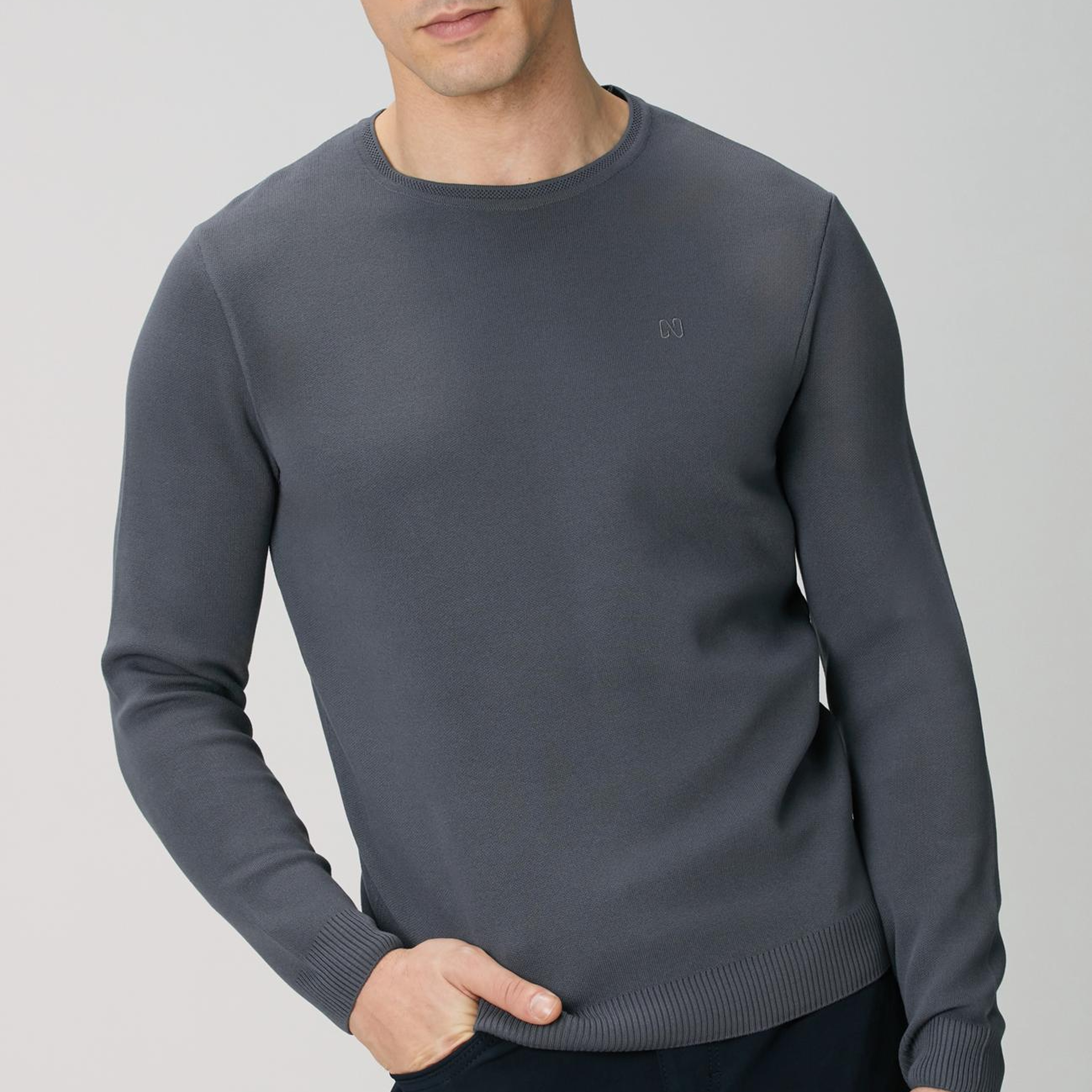 Network Erkek Antrasit Örgü Kazak