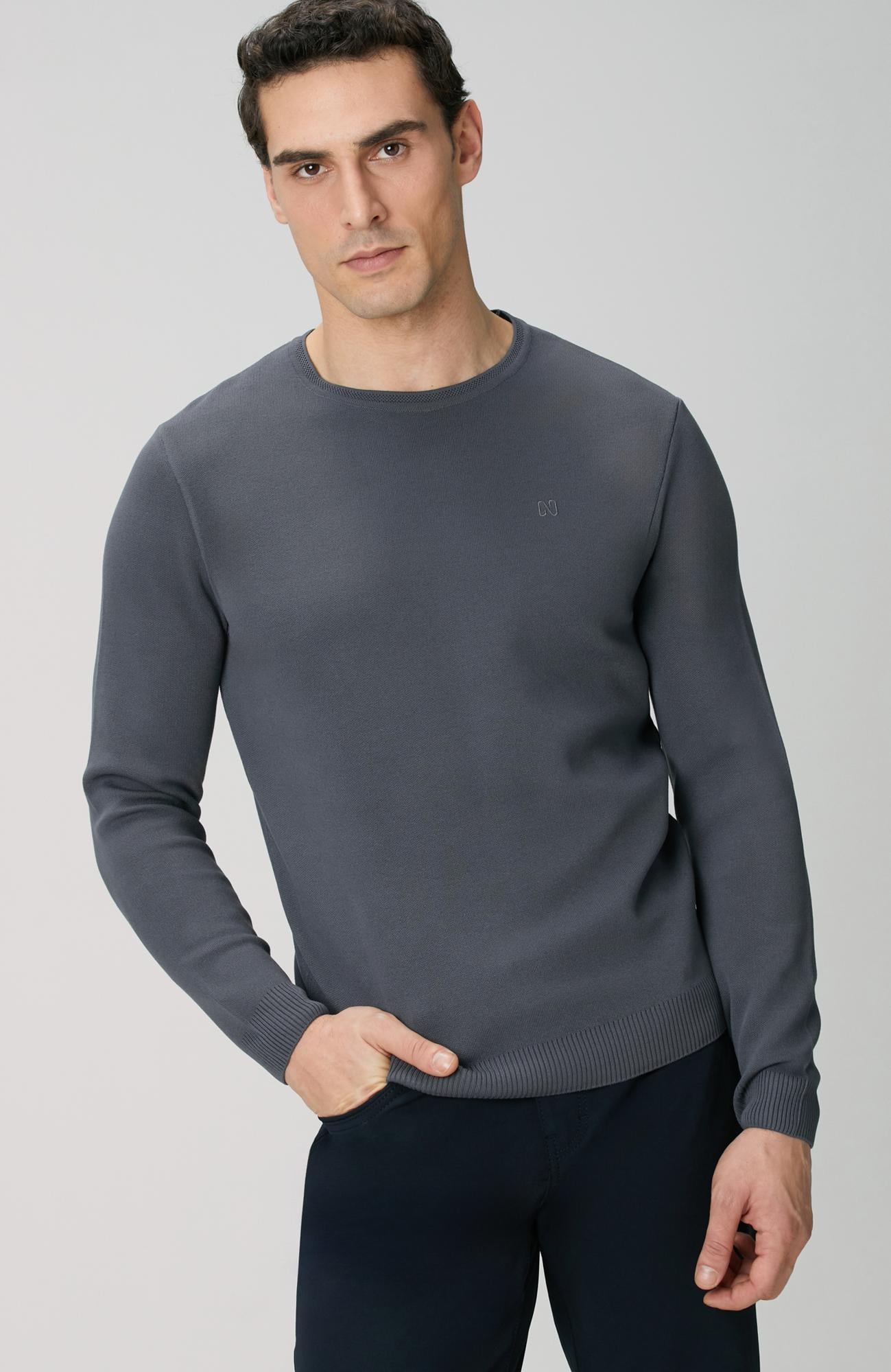 Network Erkek Antrasit Örgü Kazak