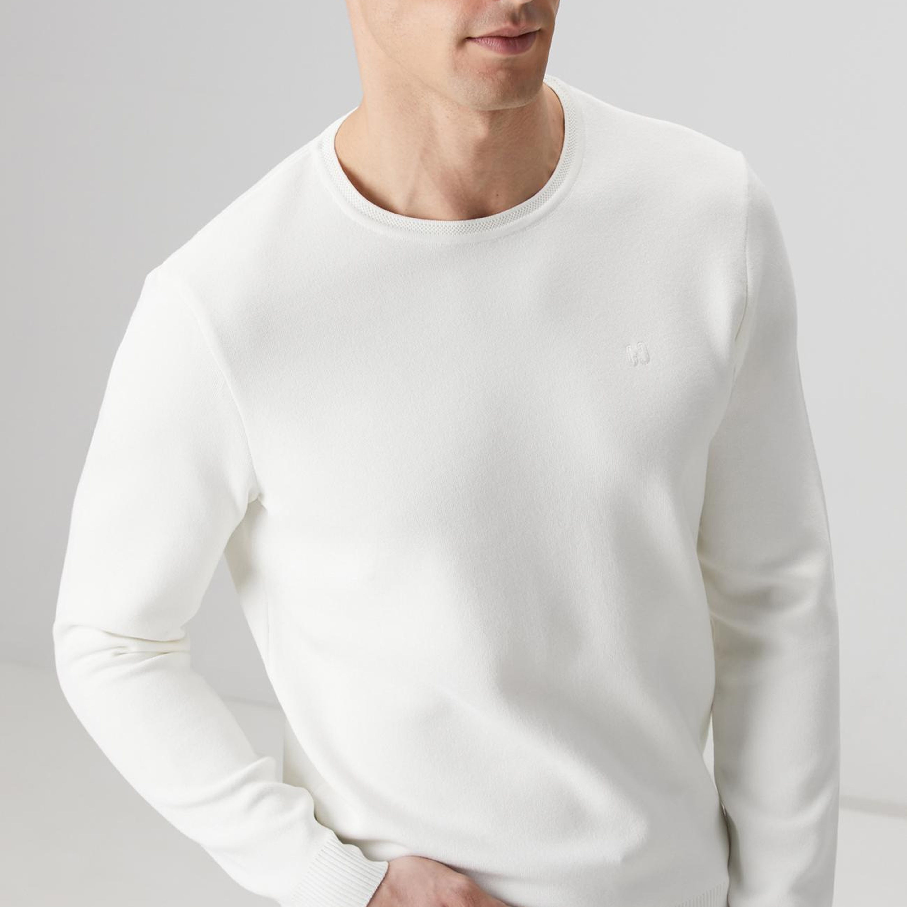 Network Erkek Kırık Beyaz Örgü Kazak