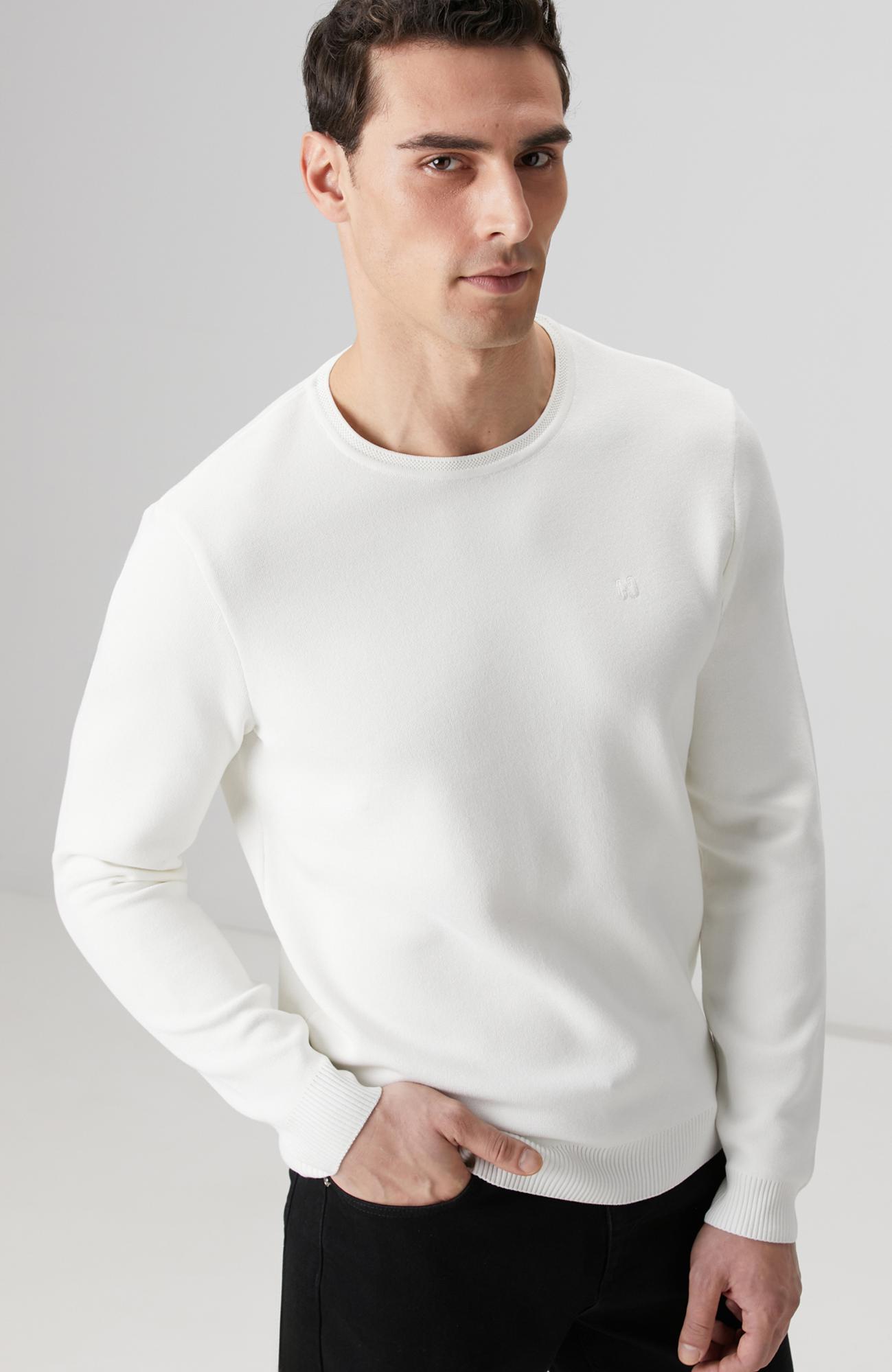 Network Erkek Kırık Beyaz Örgü Kazak