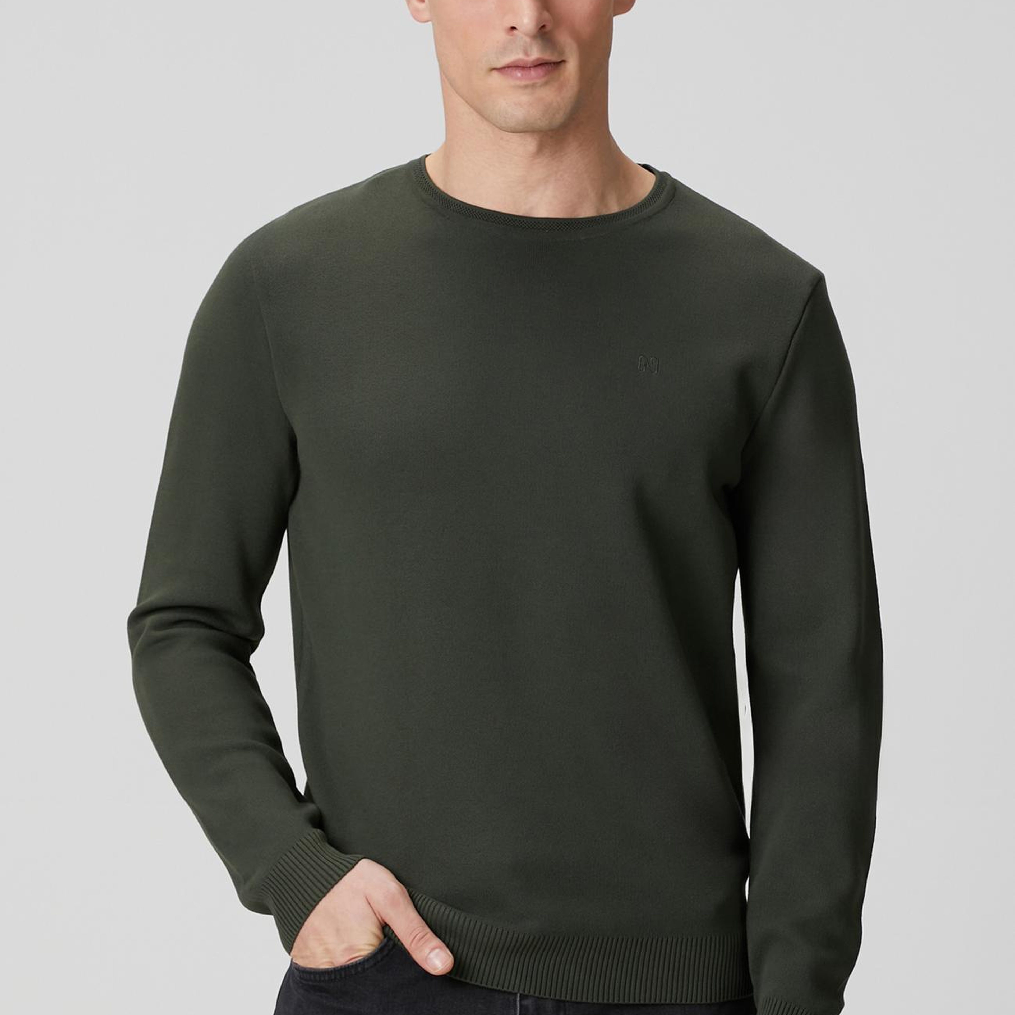 Network Erkek Haki Örgü Kazak