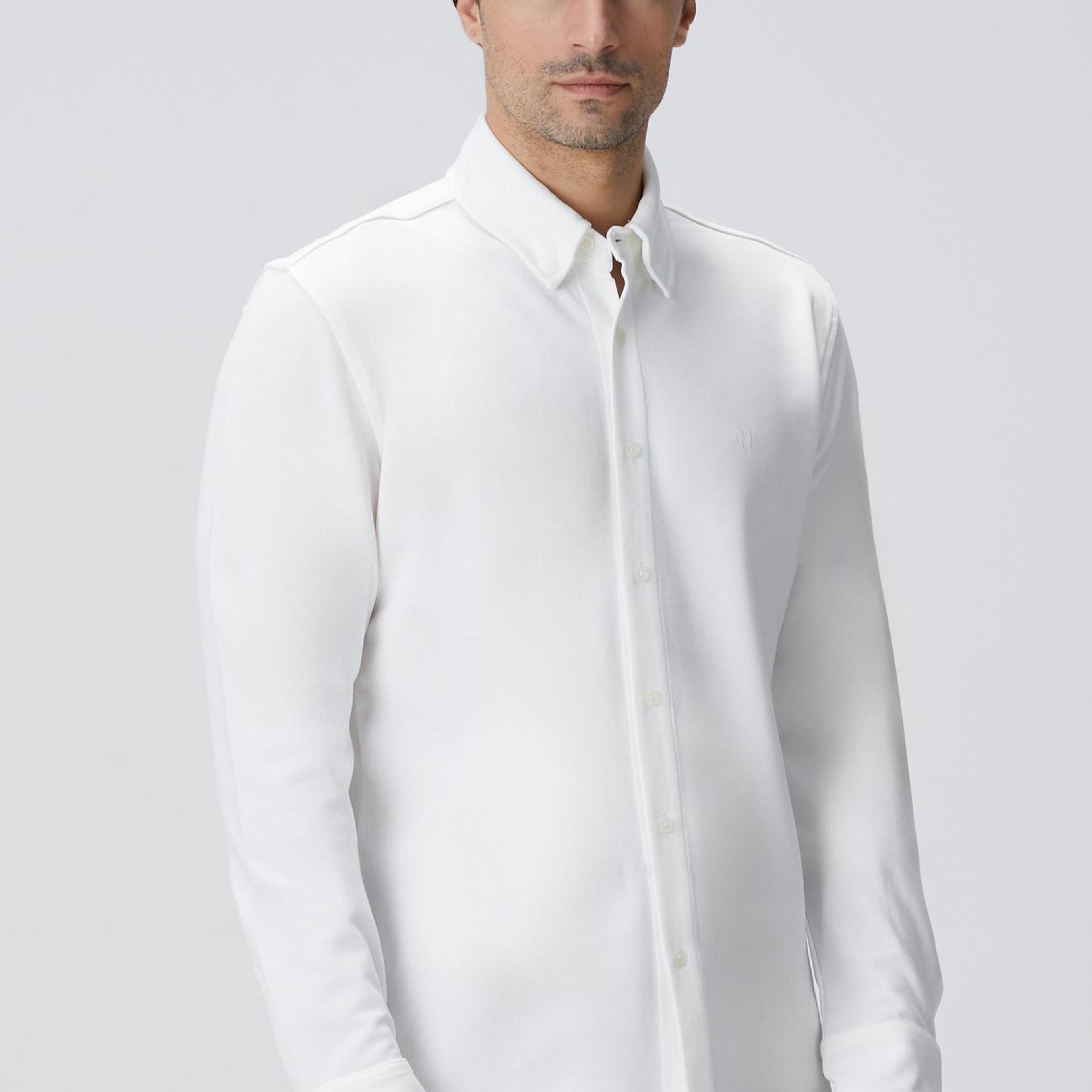 Network Erkek Kırık Beyaz Uzun Kollu Örme Gömlek