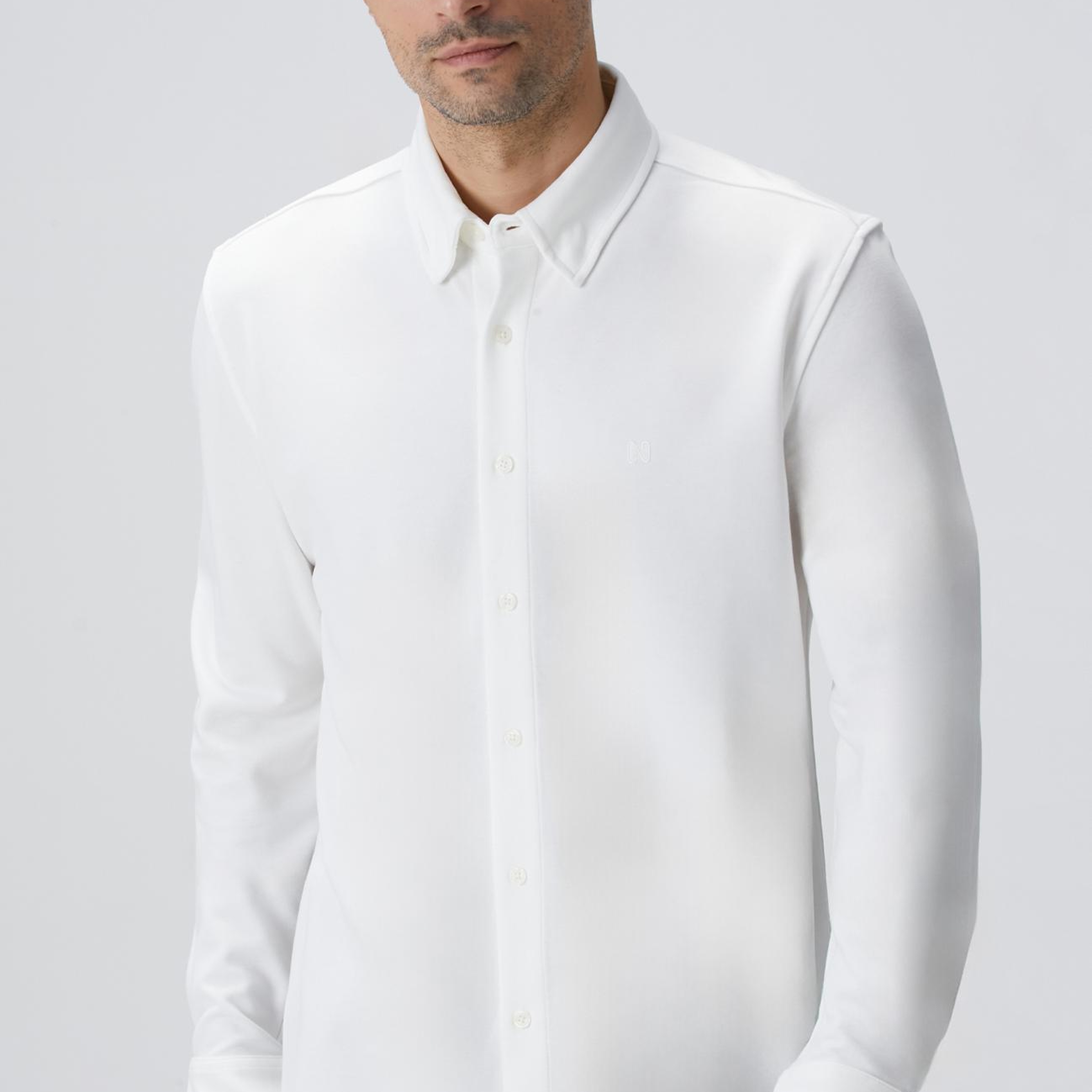 Network Erkek Kırık Beyaz Uzun Kollu Örme Gömlek