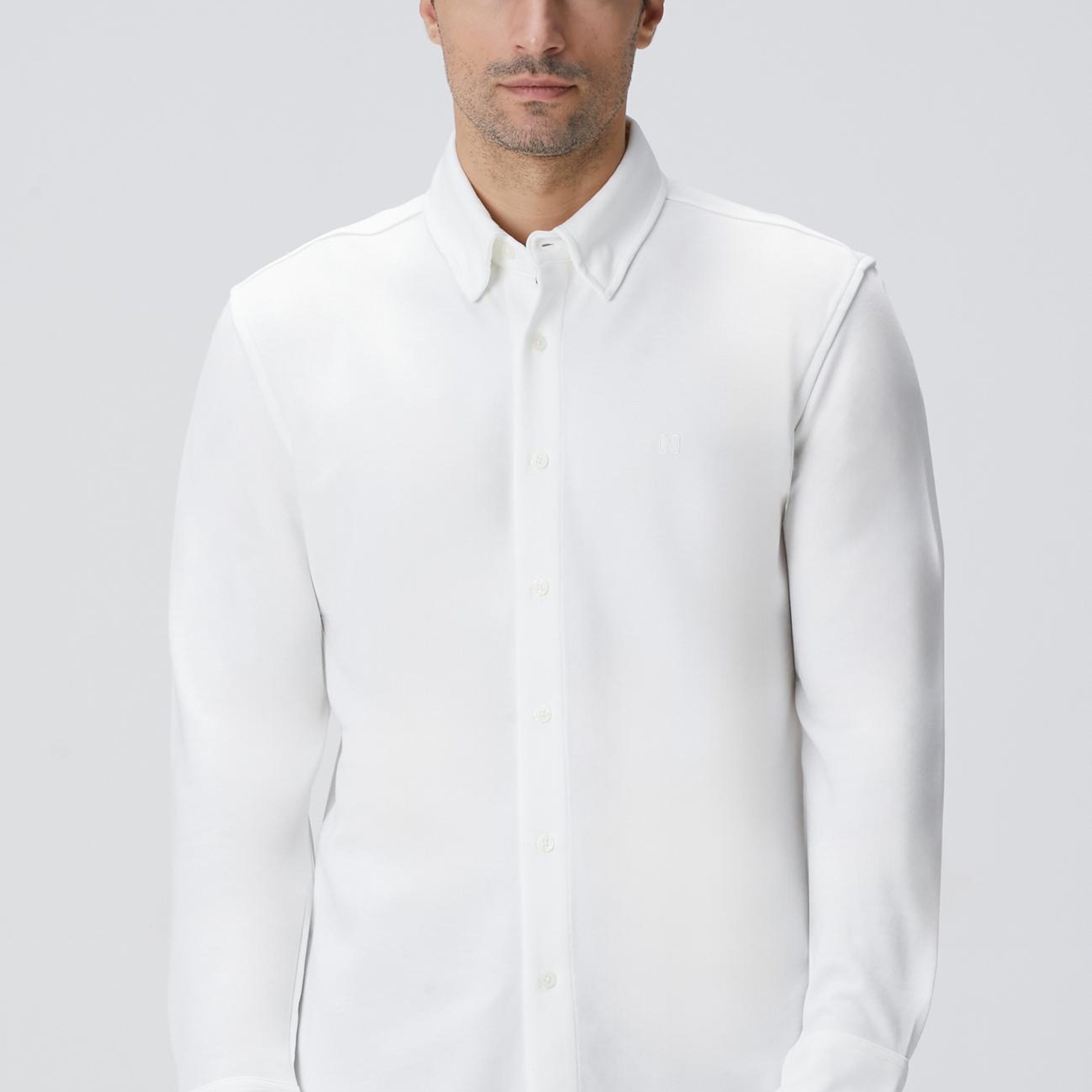 Network Erkek Kırık Beyaz Uzun Kollu Örme Gömlek