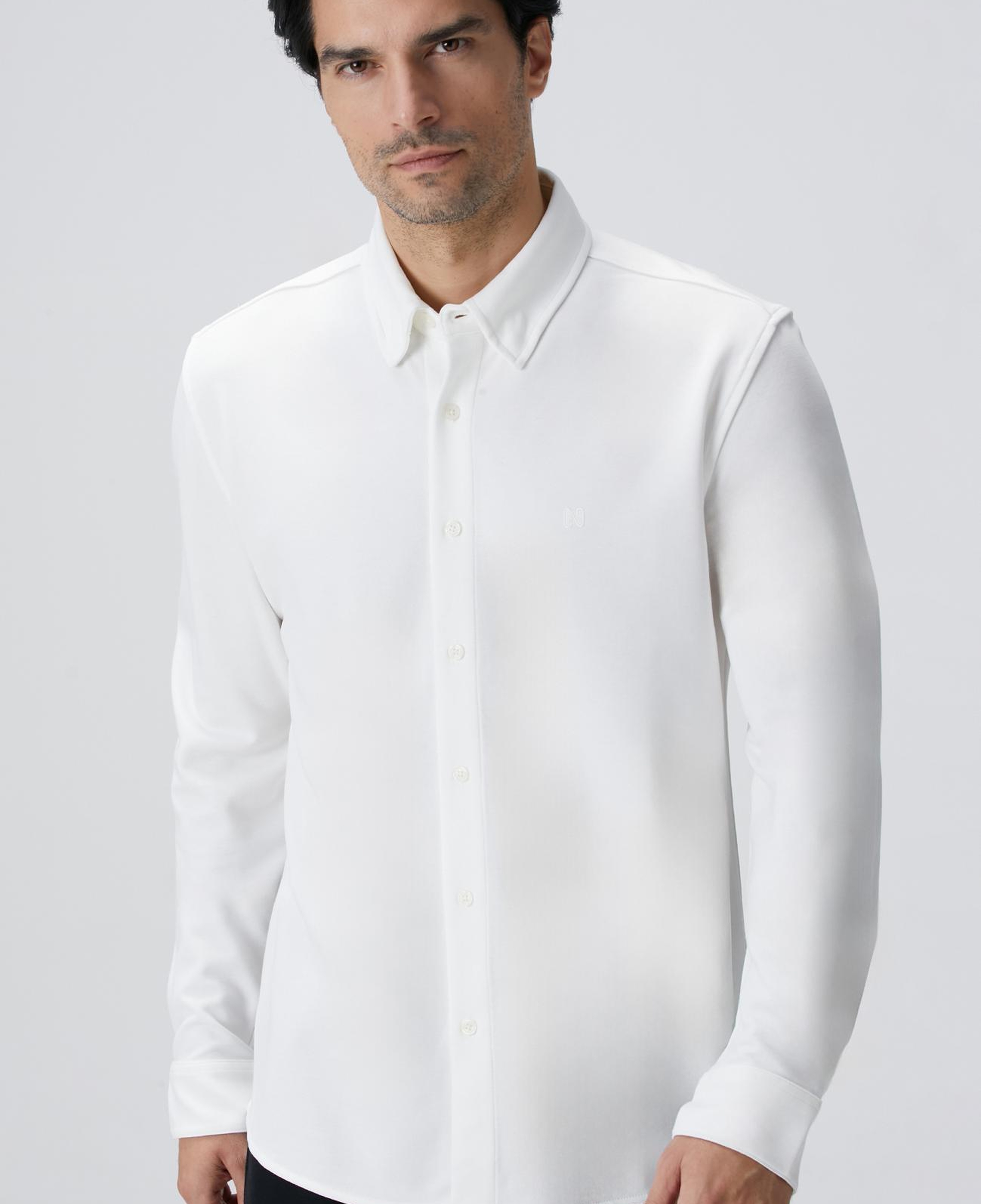 Network Erkek Kırık Beyaz Uzun Kollu Örme Gömlek