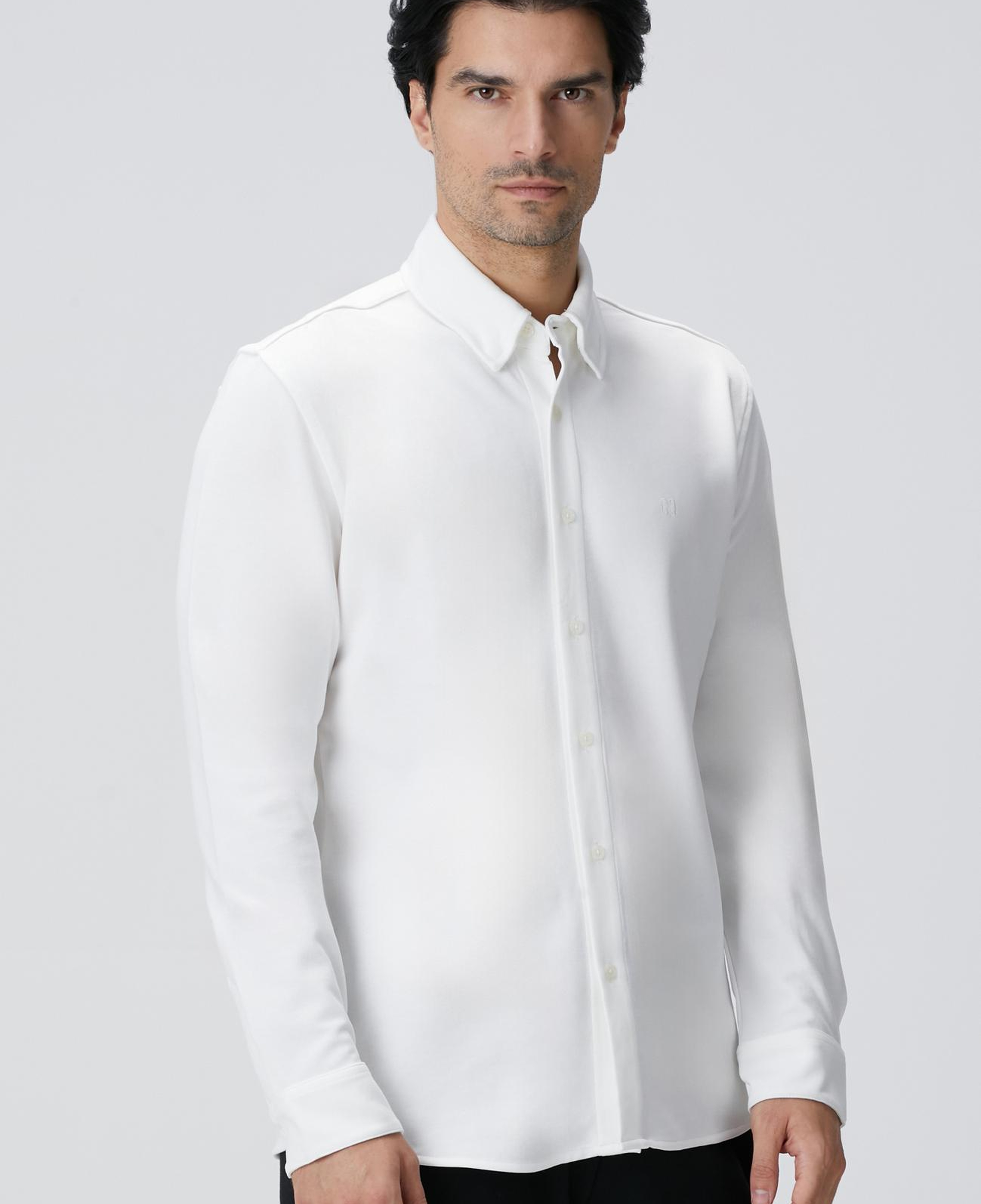 Network Erkek Kırık Beyaz Uzun Kollu Örme Gömlek