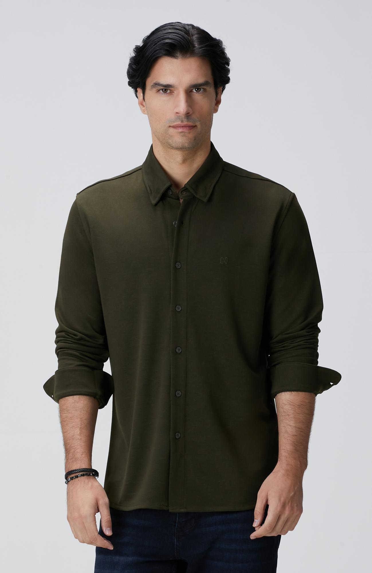 Network Erkek Haki Gömlek