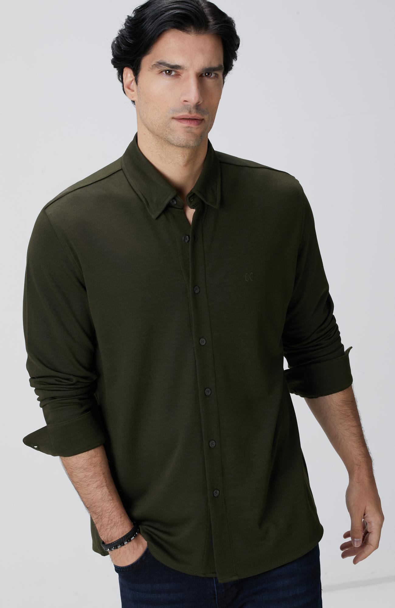 Network Erkek Haki Gömlek