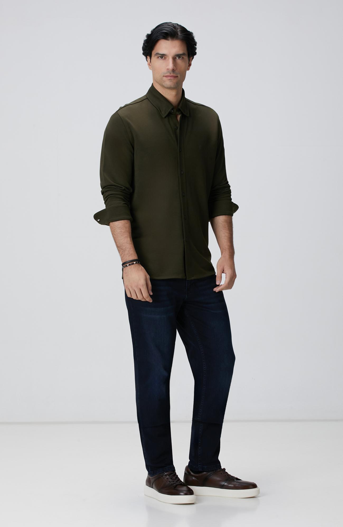 Network Erkek Haki Gömlek