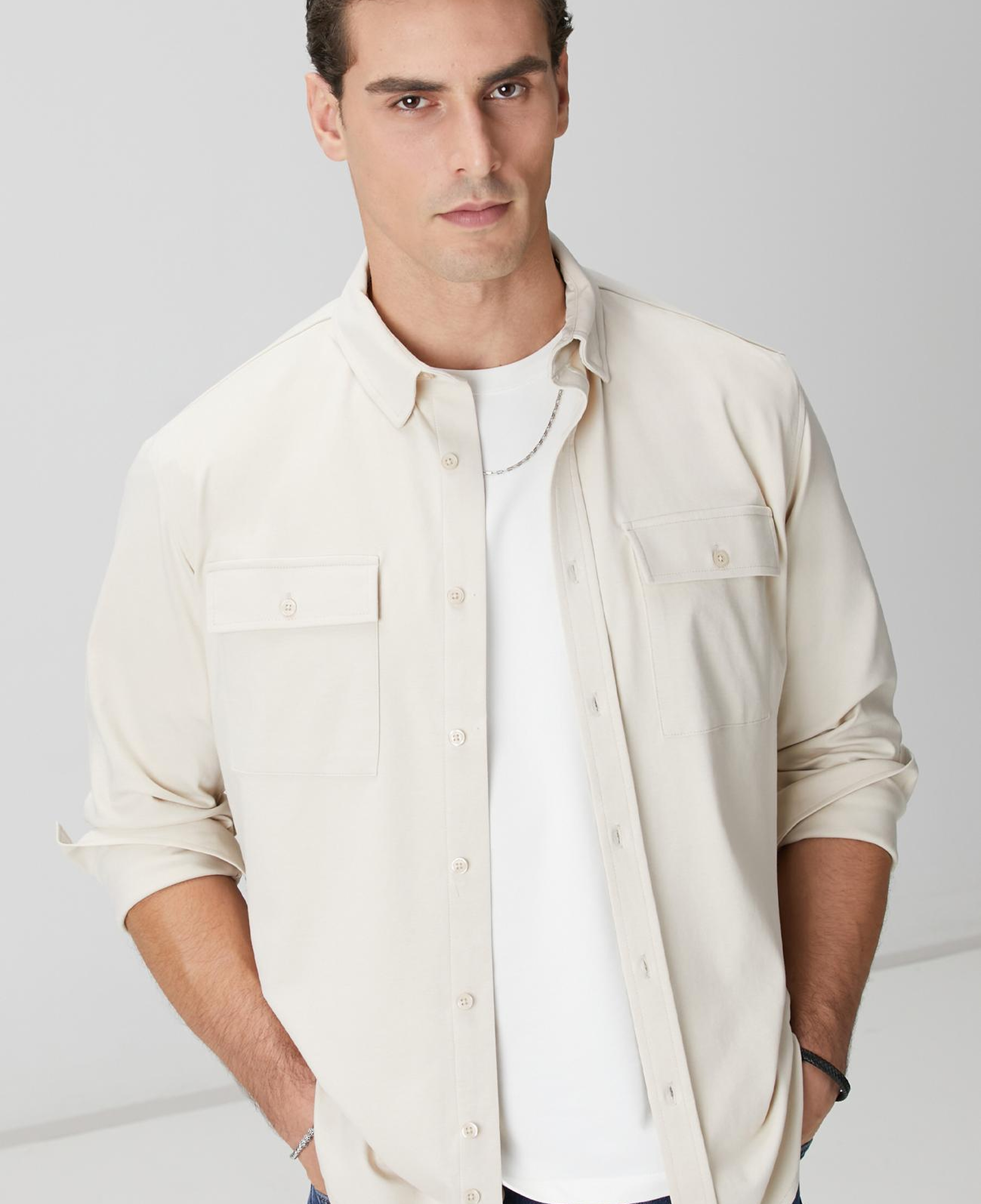 Network Erkek Bej Gömlek