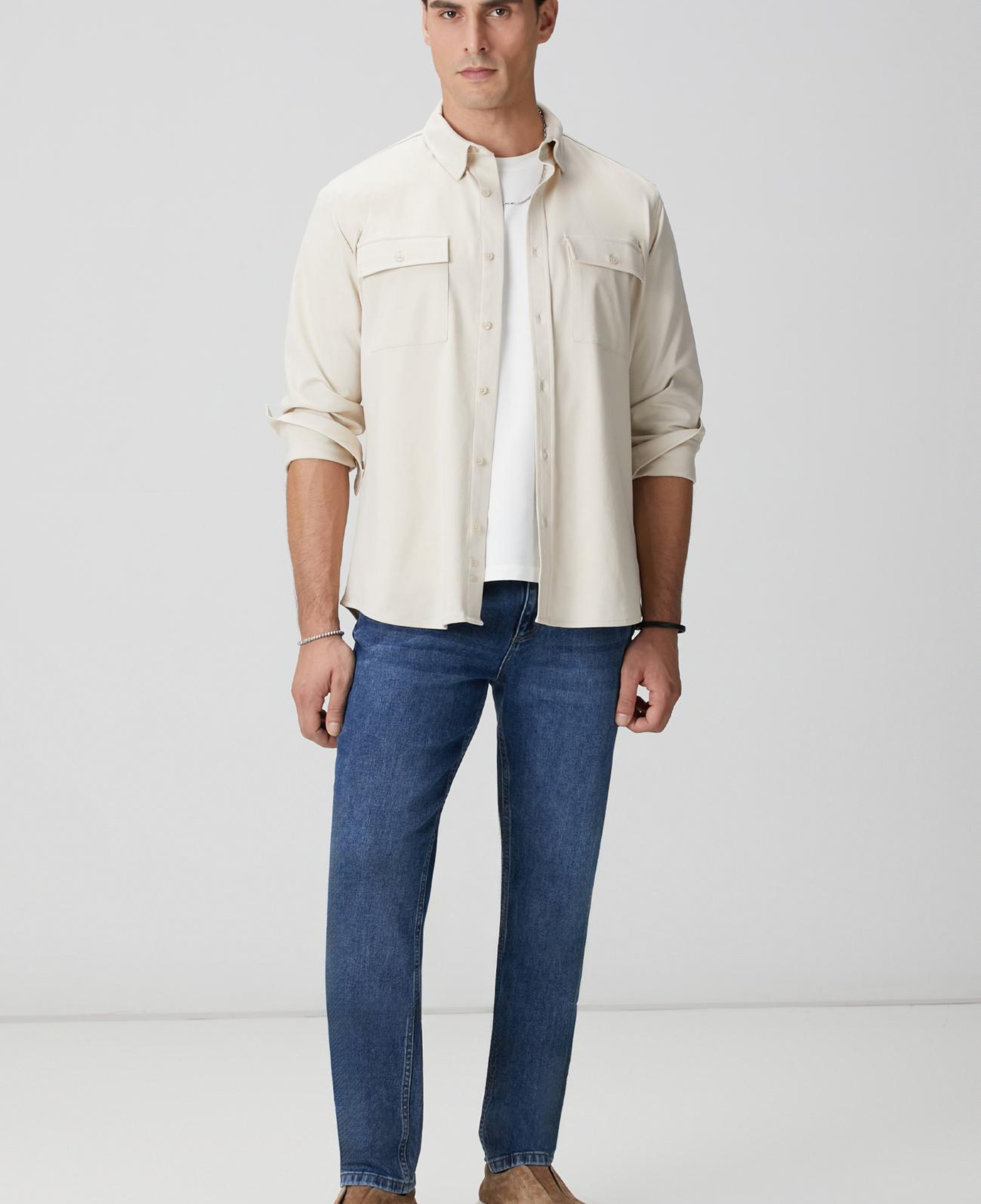 Network Erkek Bej Gömlek