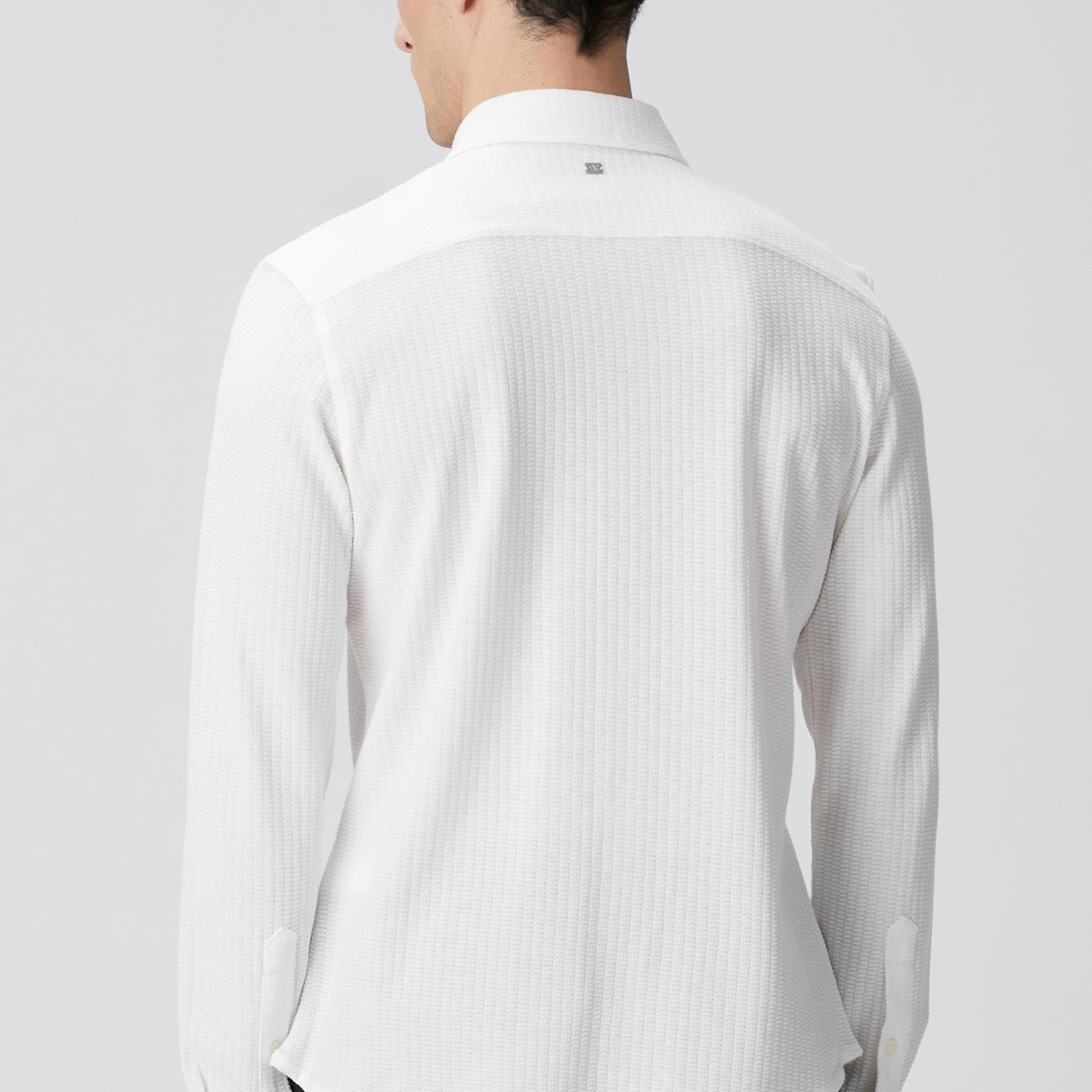 Network Erkek Beyaz Uzun Kollu Örme Gömlek