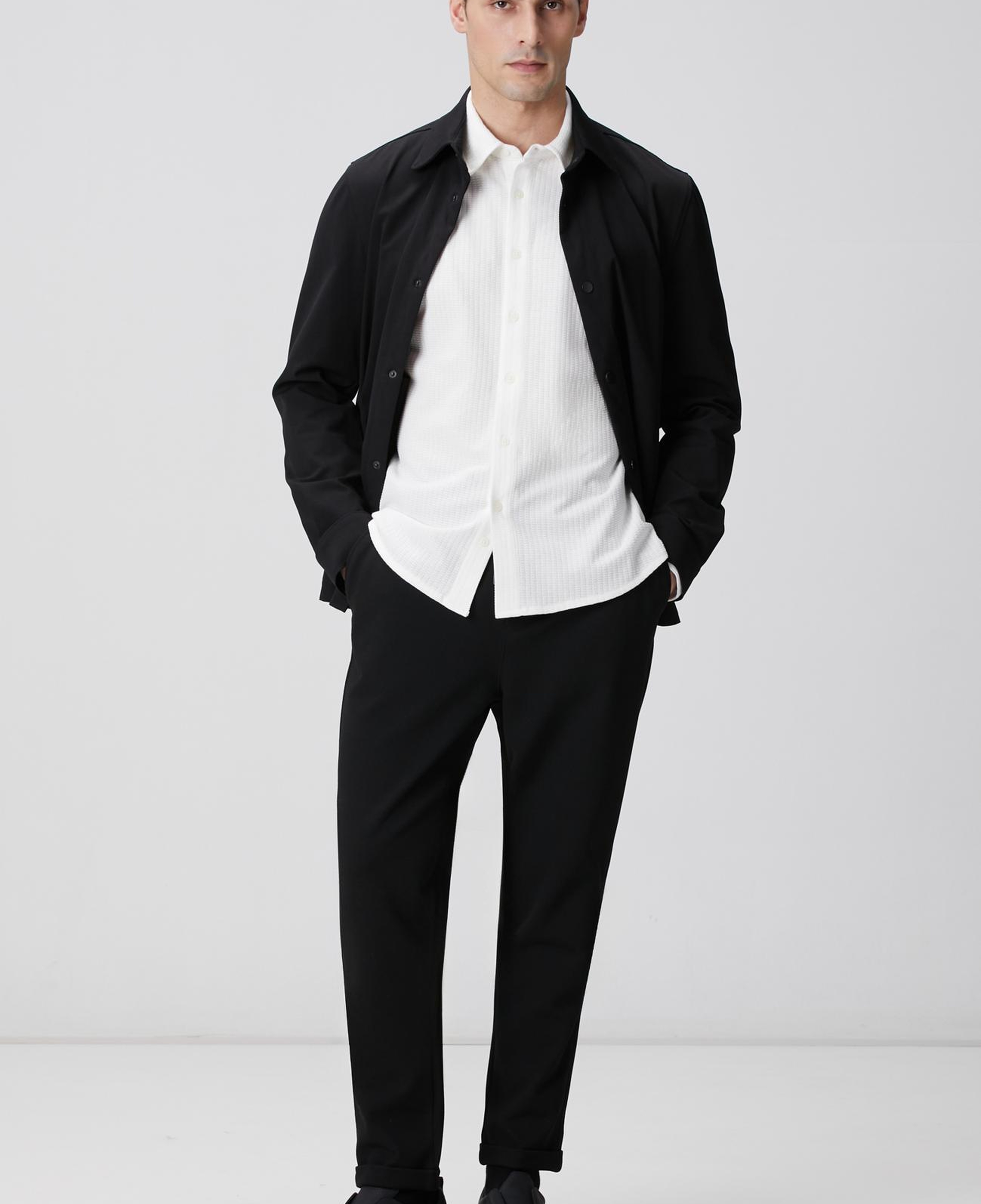 Network Erkek Beyaz Uzun Kollu Örme Gömlek