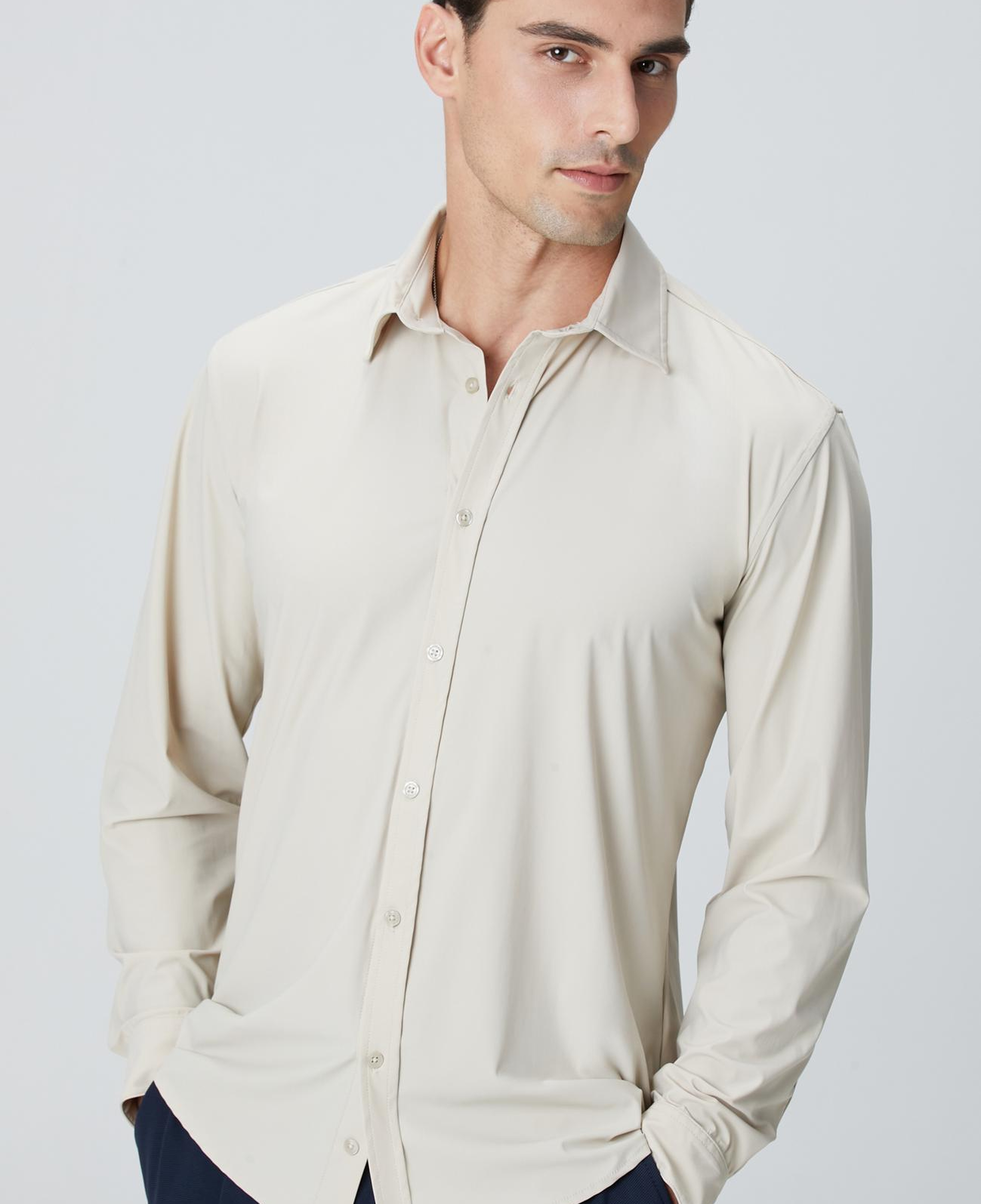 Network Erkek Bej Gömlek