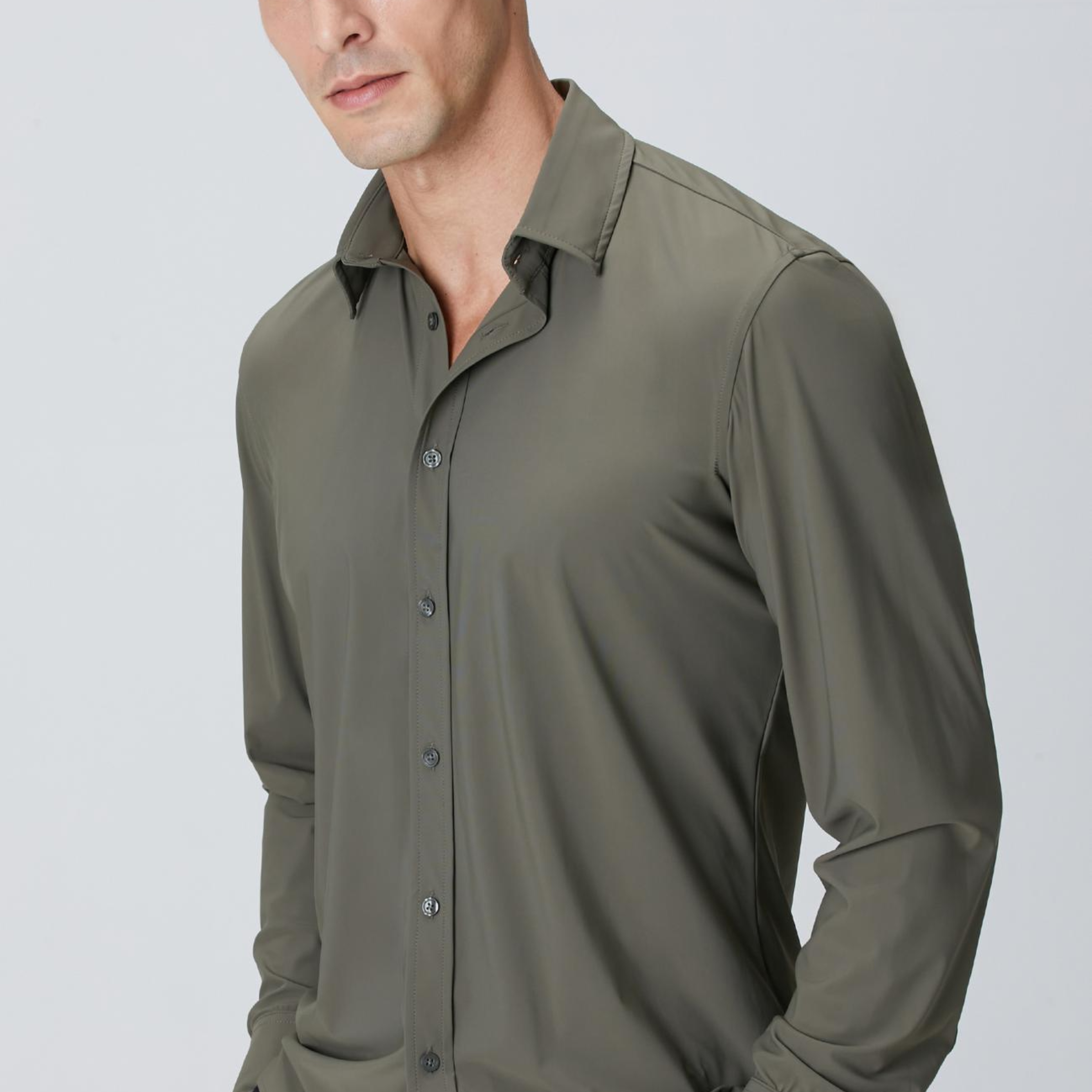 Network Erkek Haki Örme Gömlek