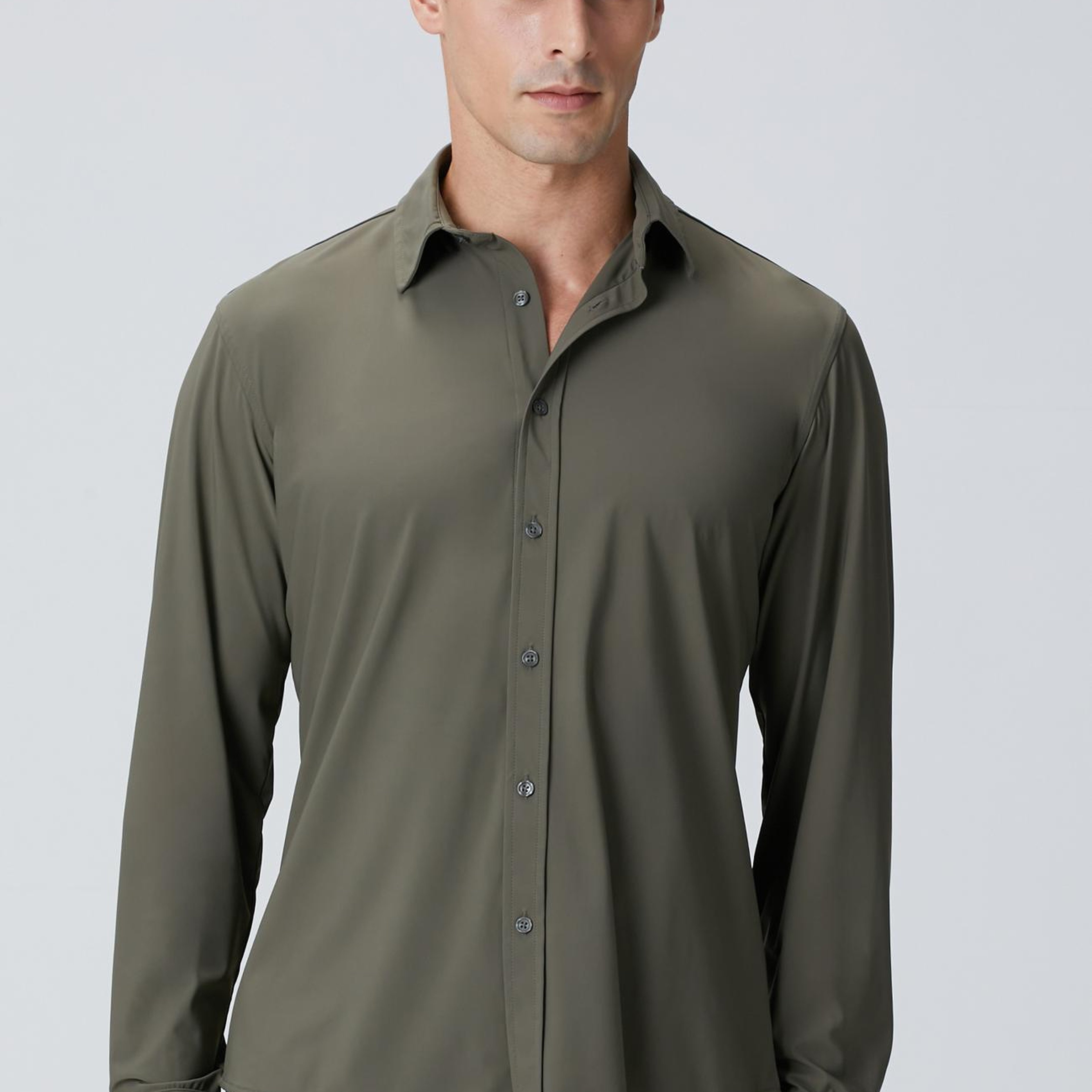 Network Erkek Haki Örme Gömlek