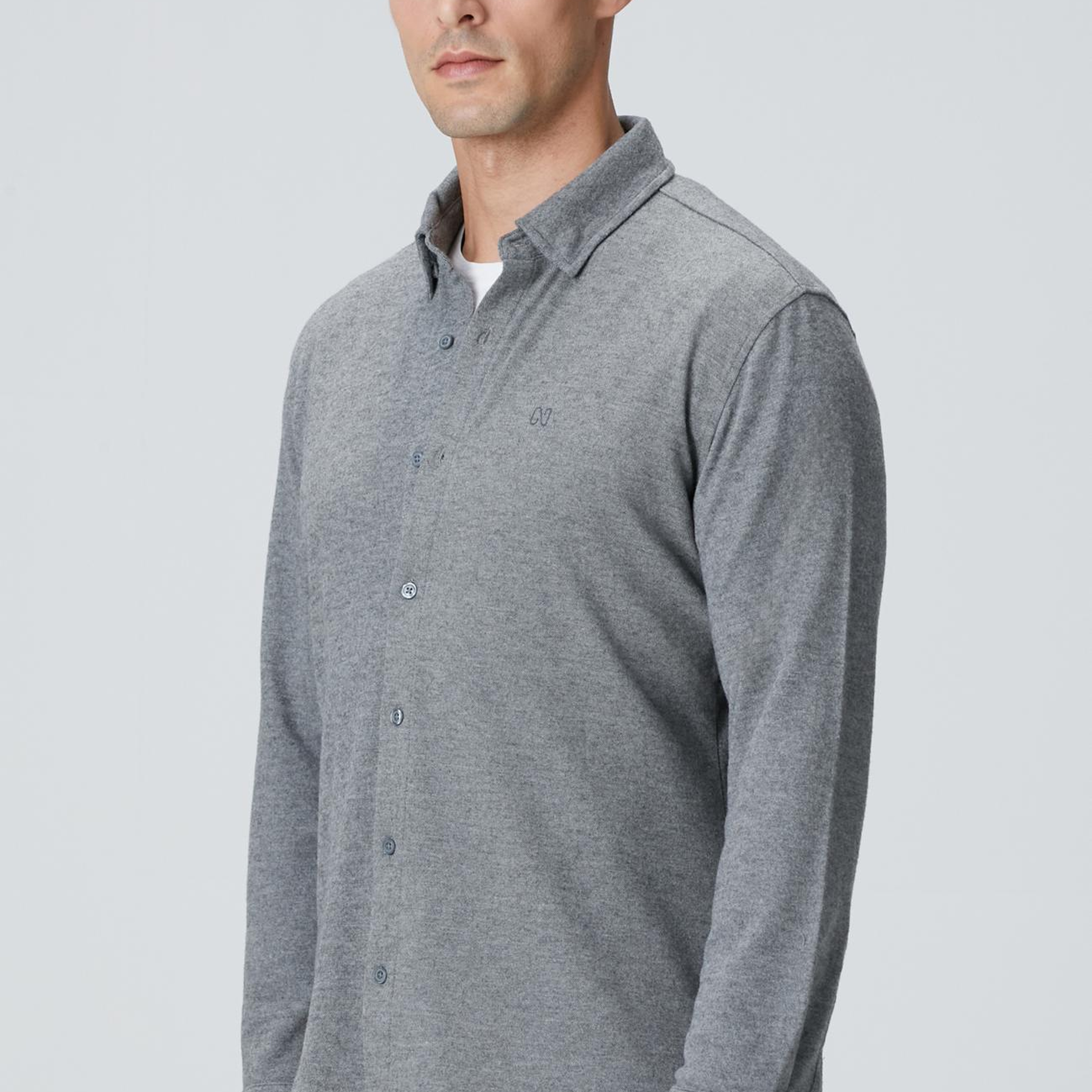 Network Erkek Gri Flanel Görünümlü Örme Gömlek