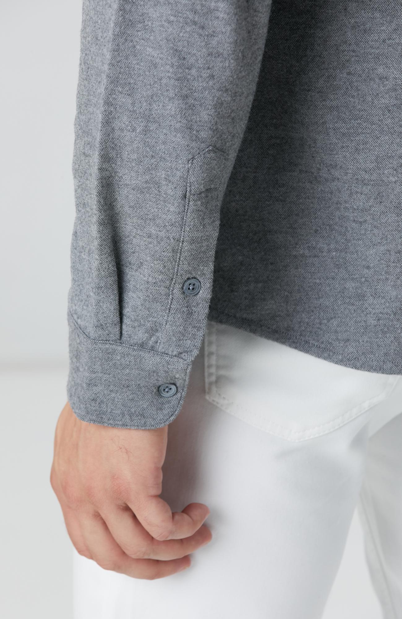 Network Erkek Gri Flanel Görünümlü Örme Gömlek