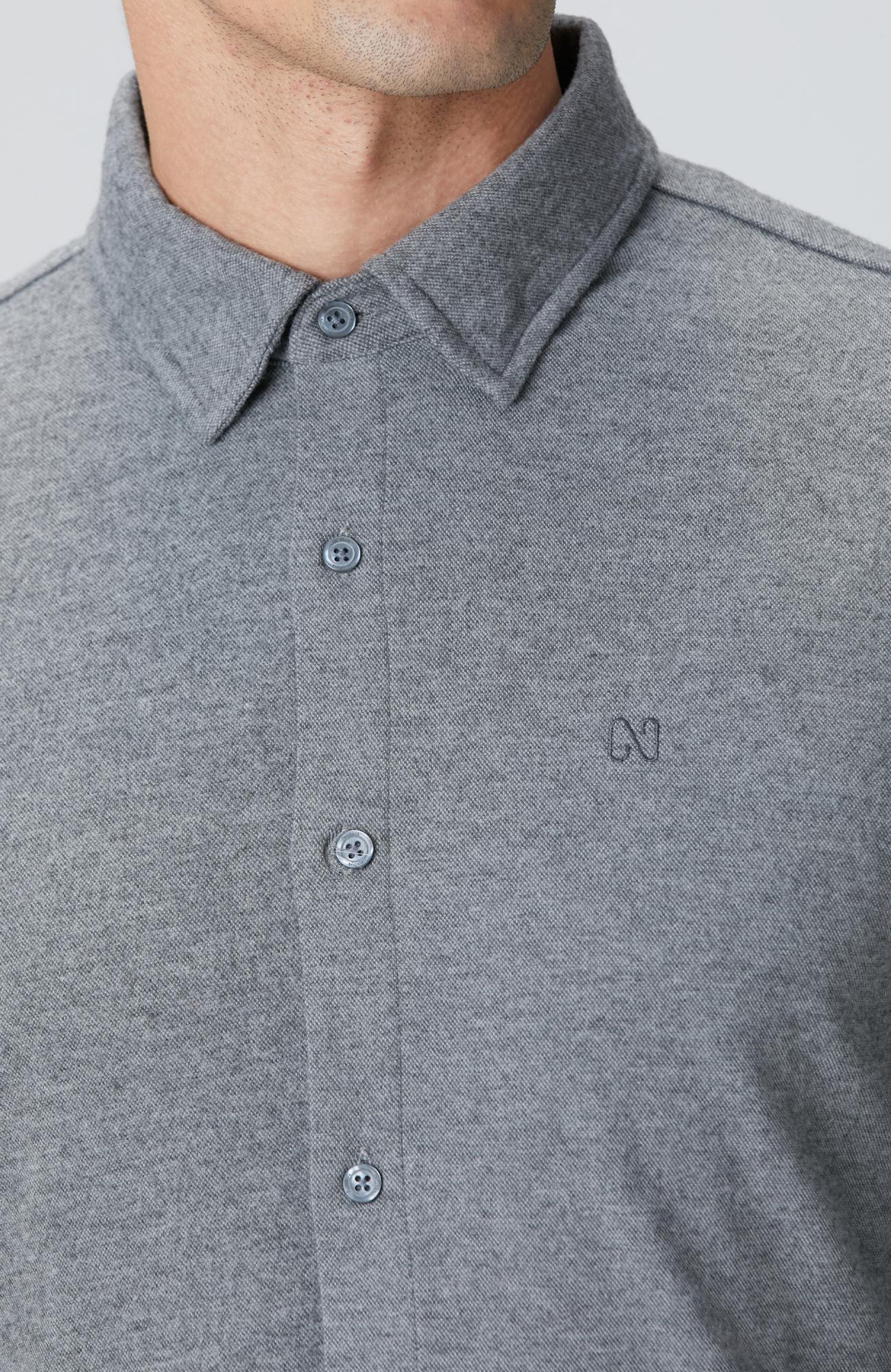 Network Erkek Gri Flanel Görünümlü Örme Gömlek