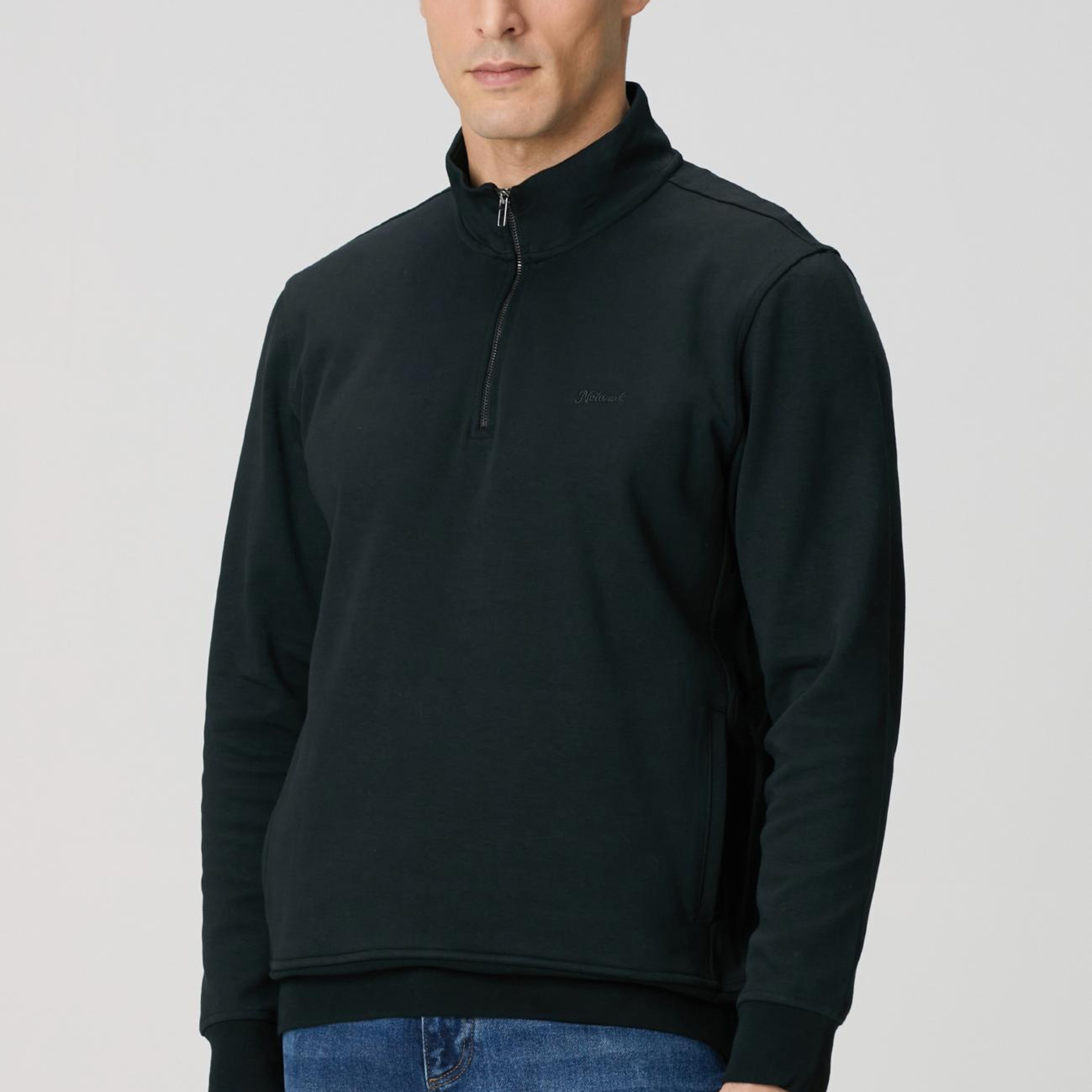 Network Erkek Siyah Fermuarlı Sweatshirt