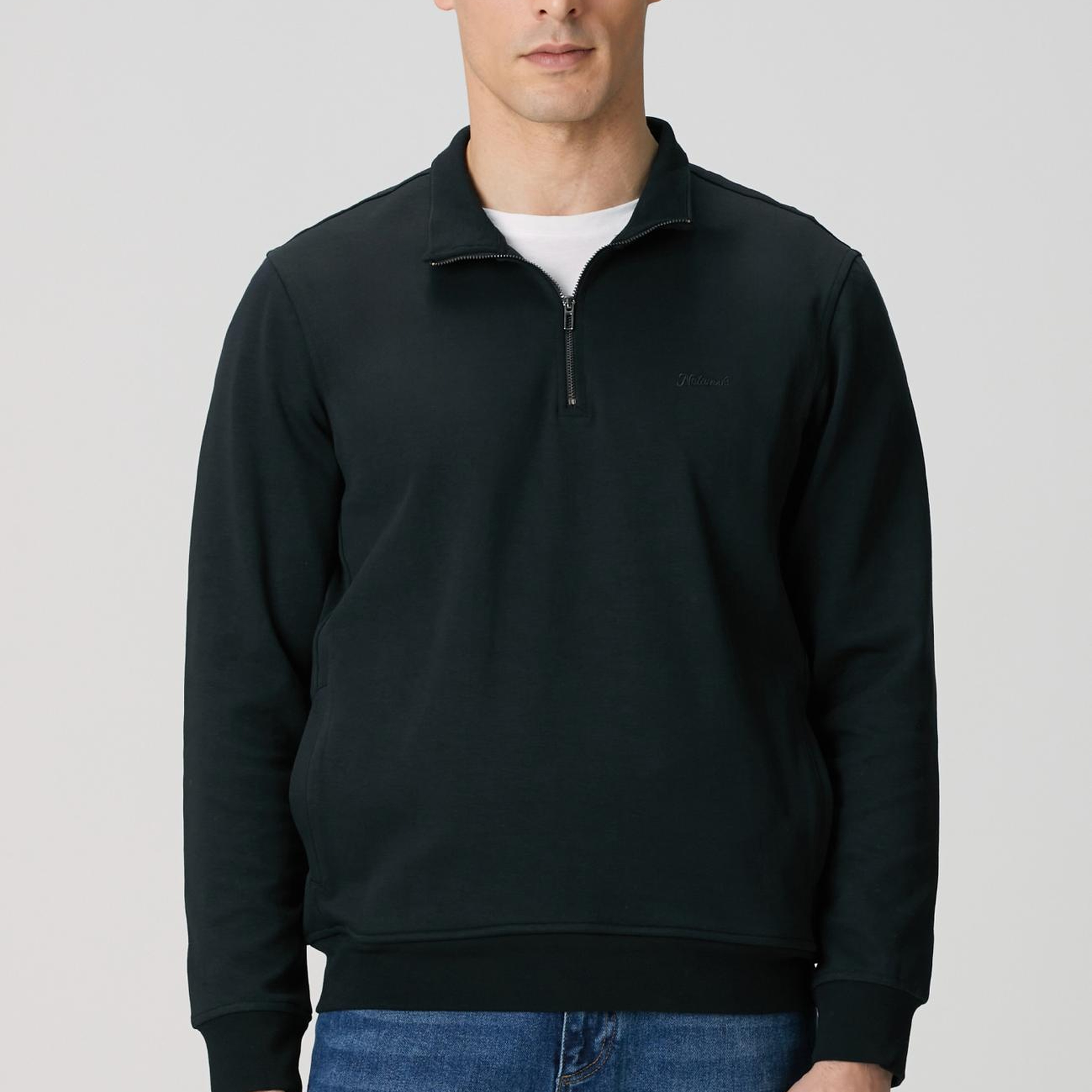 Network Erkek Siyah Fermuarlı Sweatshirt