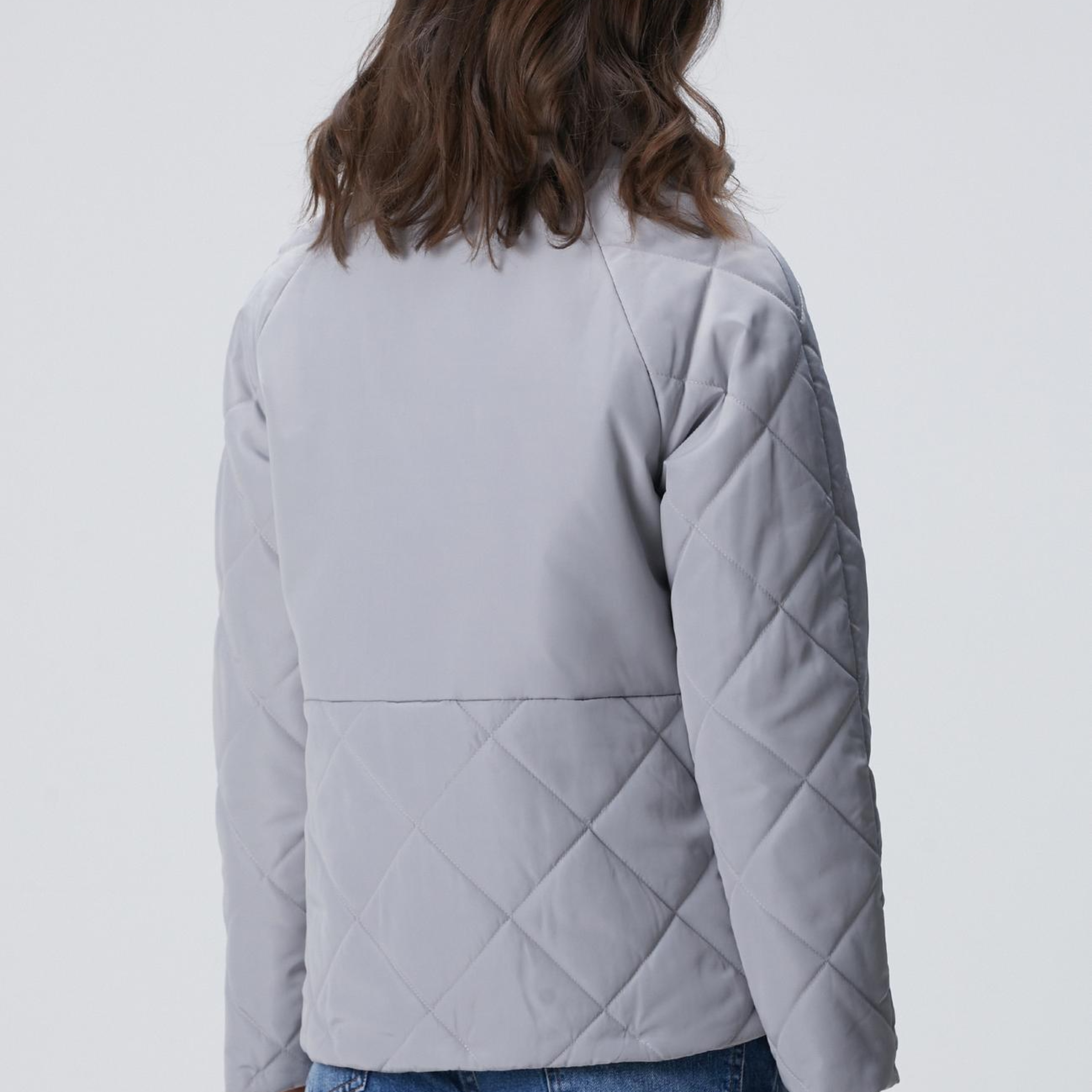 Network Kadın Gri Yarım Kapitone Detaylı Kaban