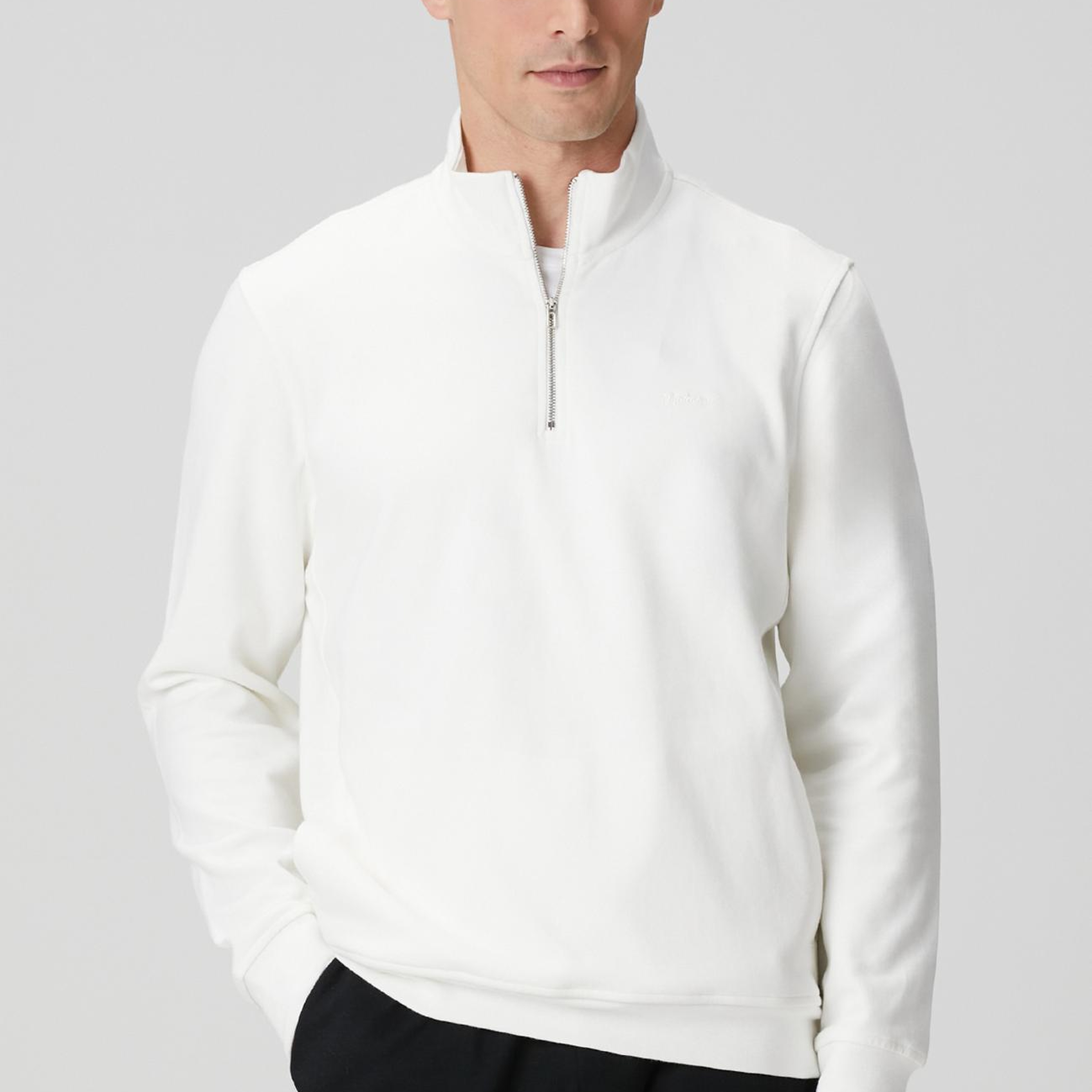 Network Erkek Kırık Beyaz Fermuarlı Sweatshirt