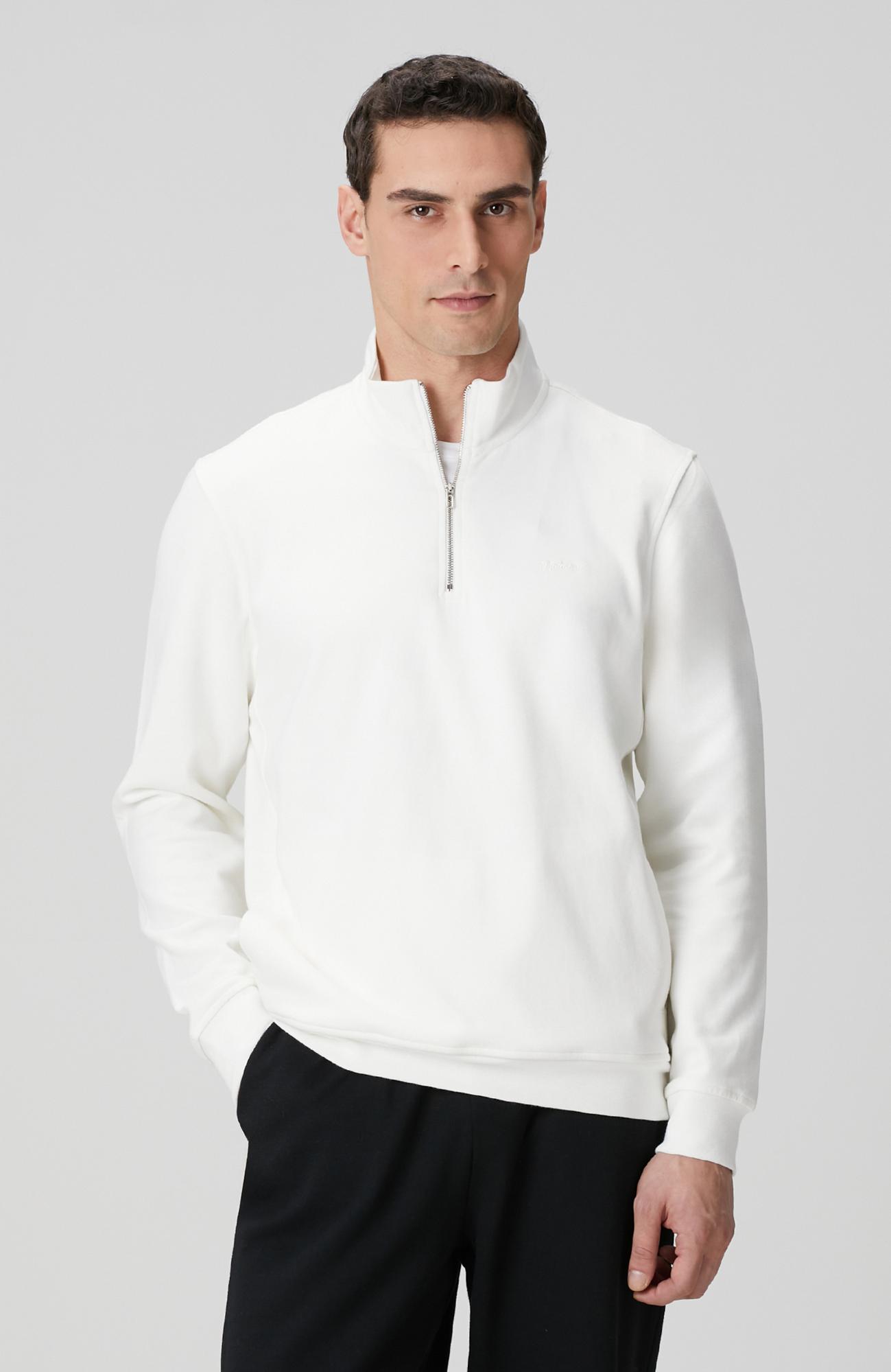 Network Erkek Kırık Beyaz Fermuarlı Sweatshirt