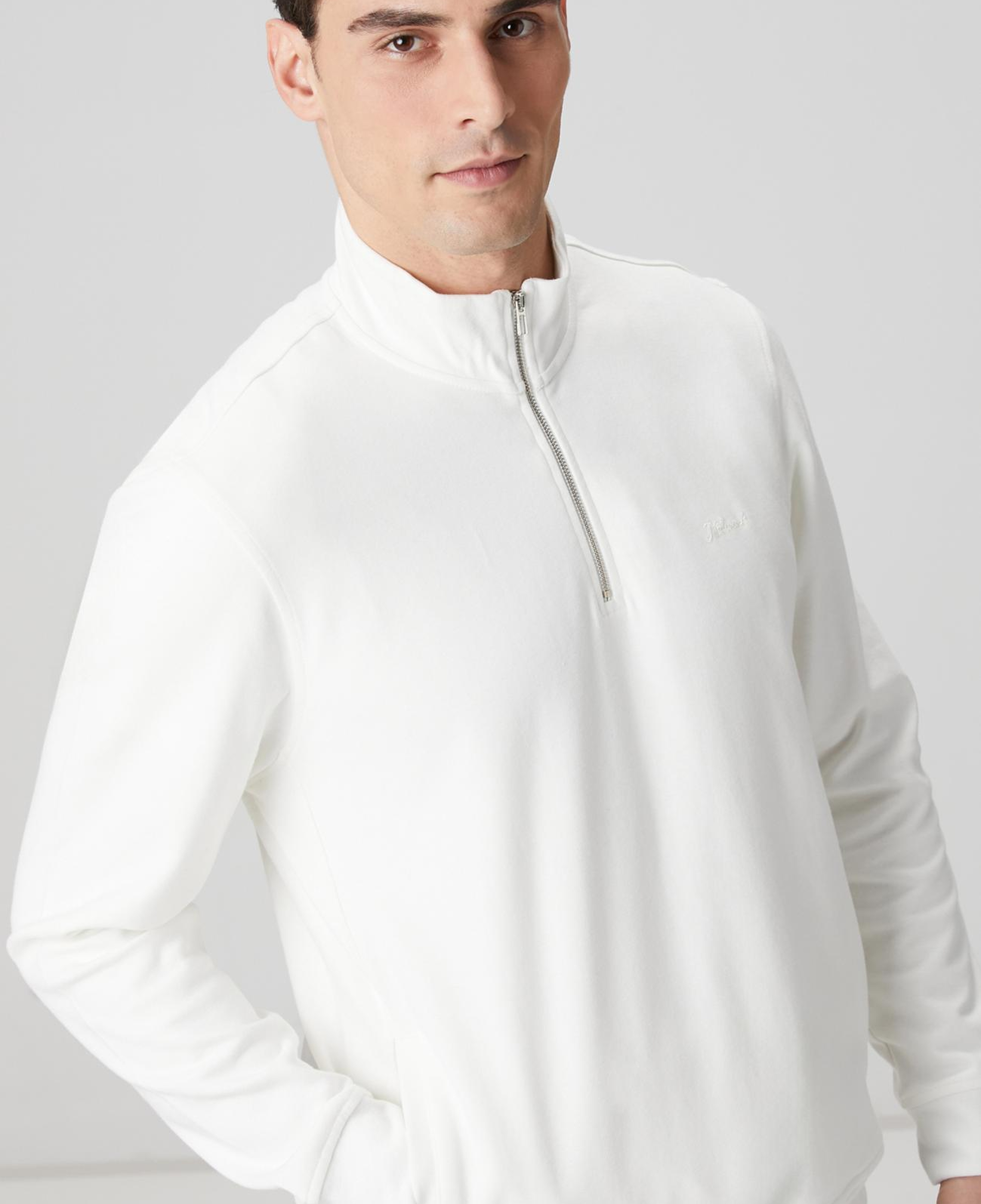 Network Erkek Kırık Beyaz Fermuarlı Sweatshirt