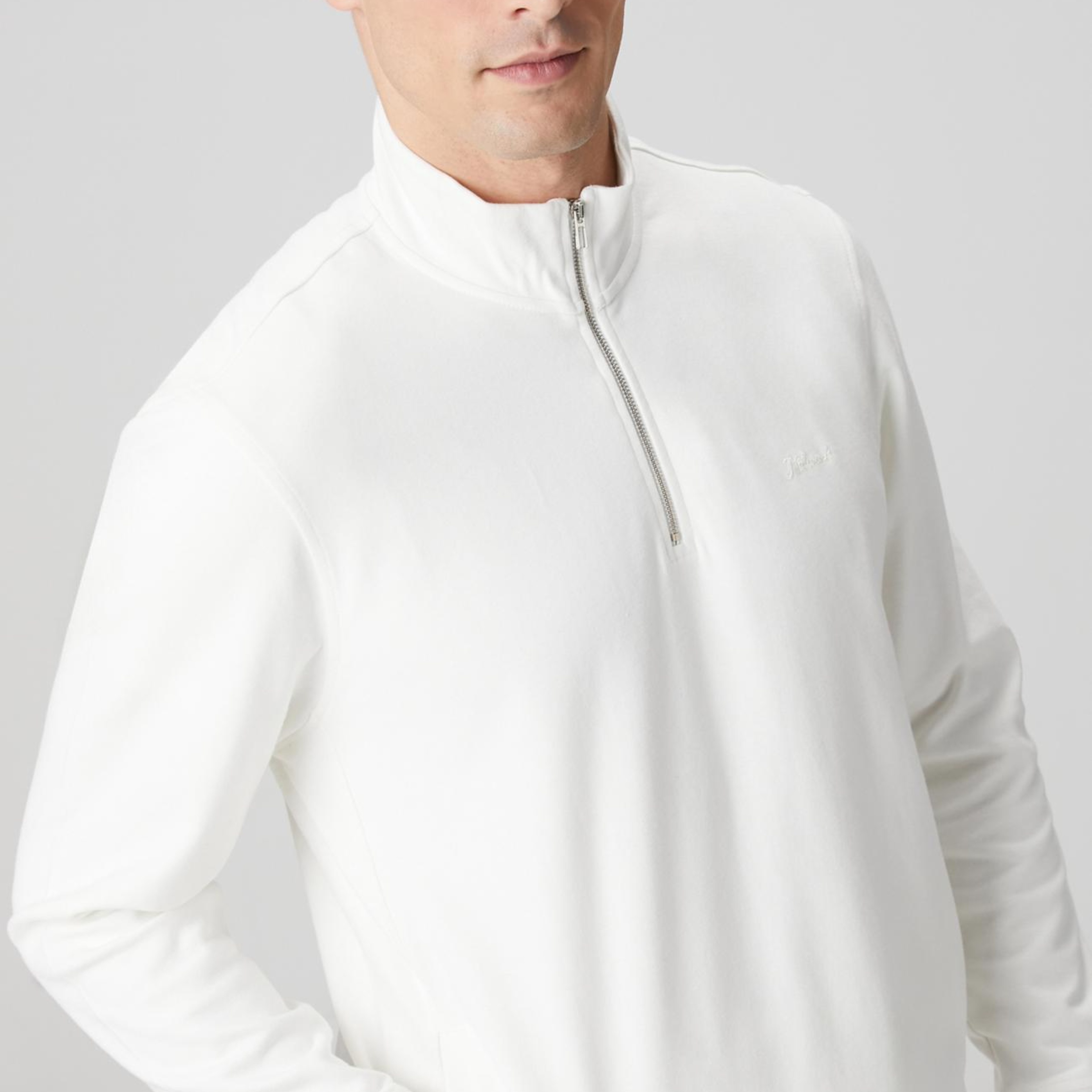 Network Erkek Kırık Beyaz Fermuarlı Sweatshirt