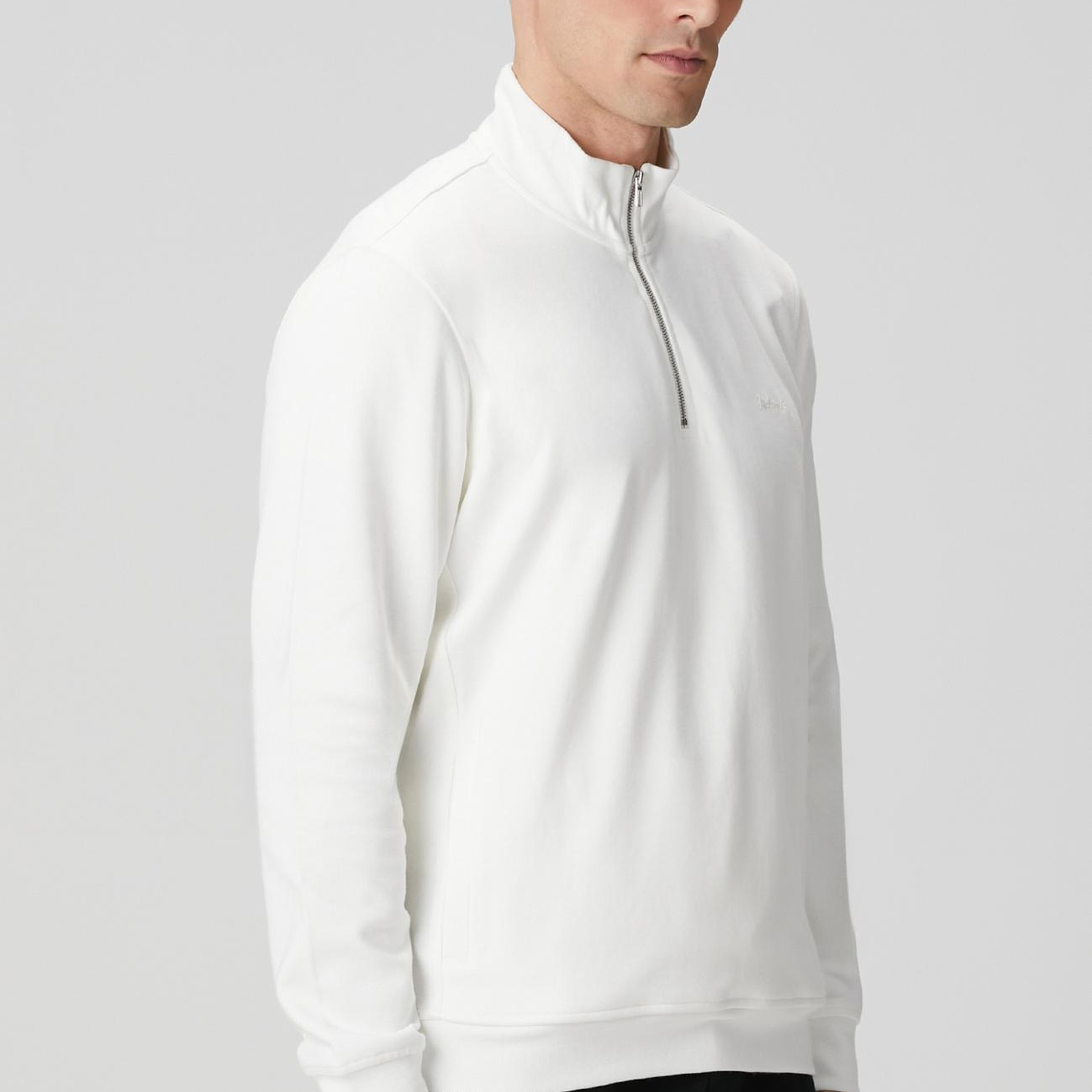 Network Erkek Kırık Beyaz Fermuarlı Sweatshirt