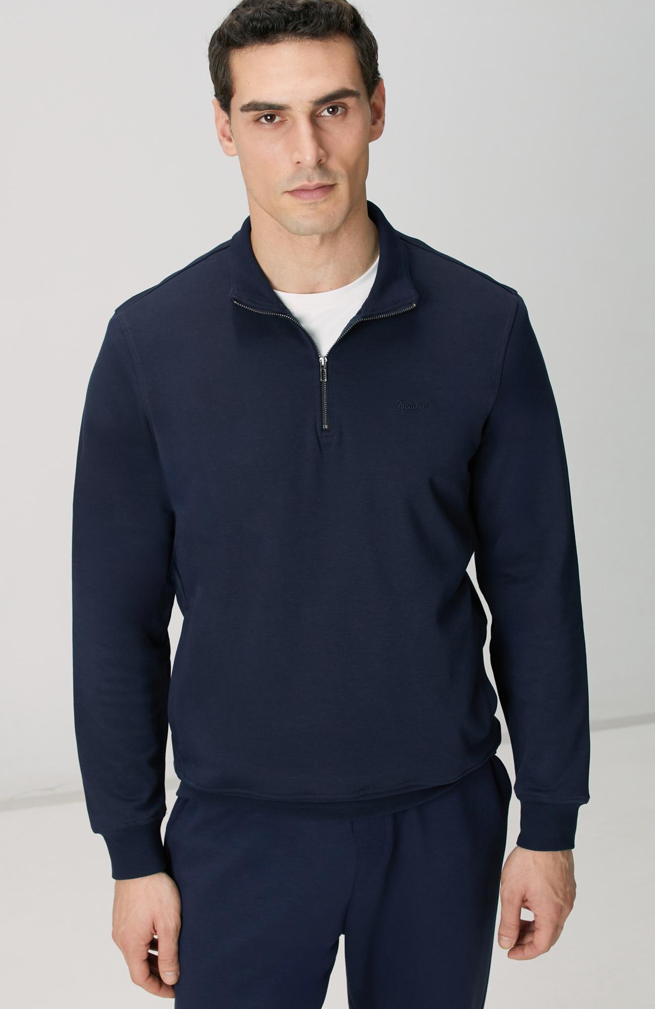 Network Erkek Lacivert Fermuarlı Sweatshirt