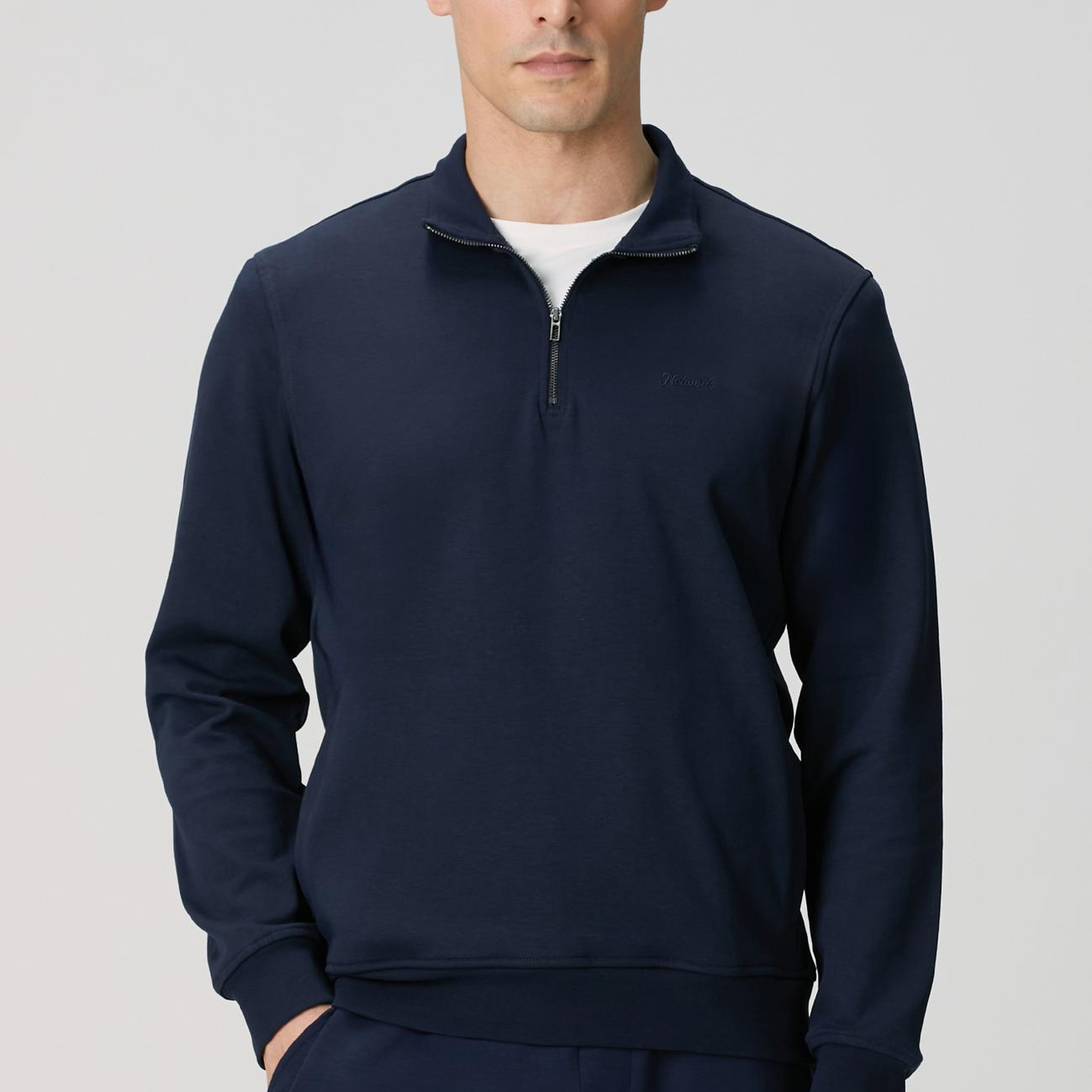 Network Erkek Lacivert Fermuarlı Sweatshirt