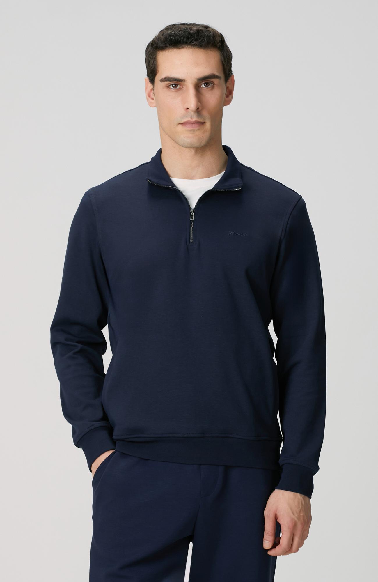 Network Erkek Lacivert Fermuarlı Sweatshirt