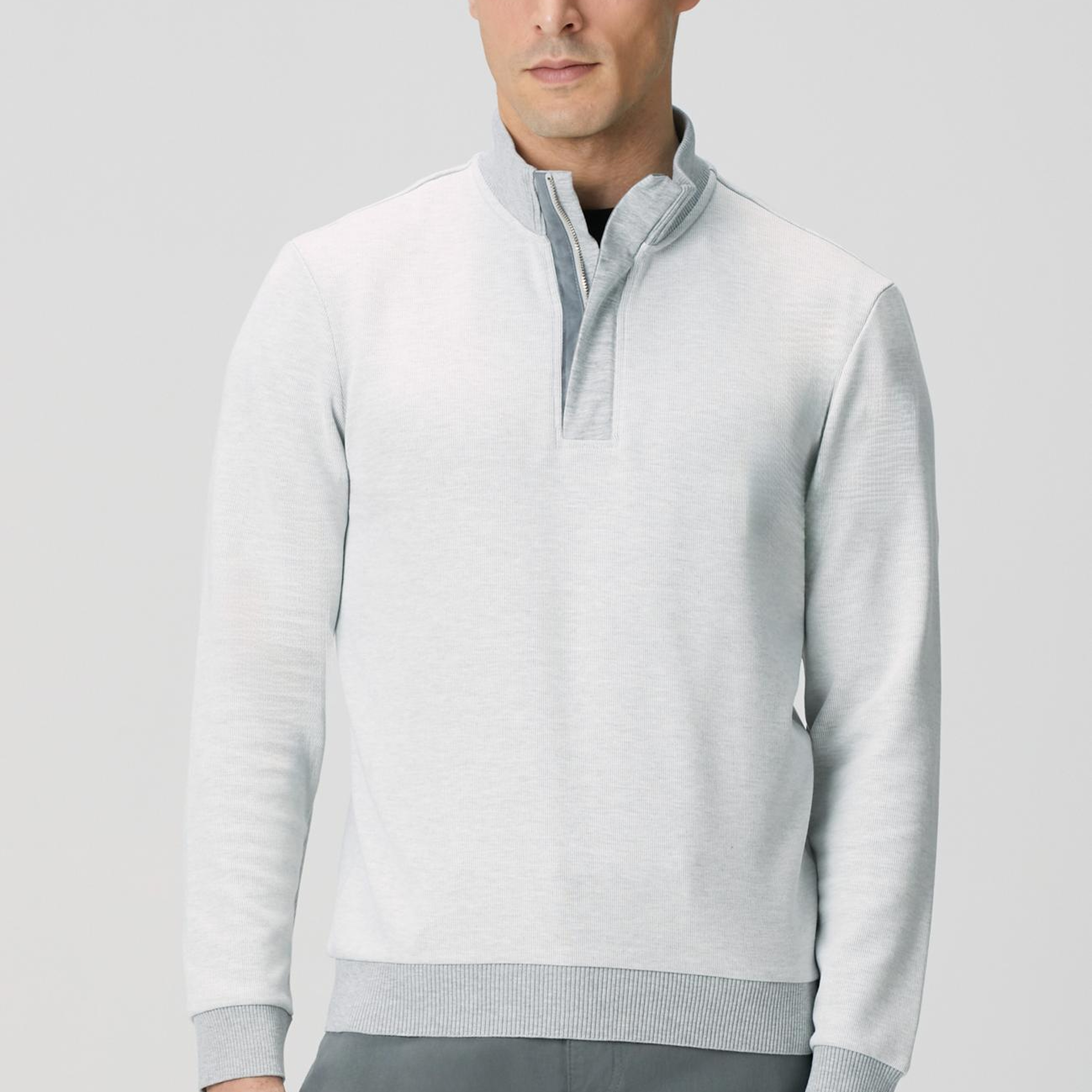 Network Erkek Kırık Beyaz Fermuarlı Yaka Garnili Sweatshirt