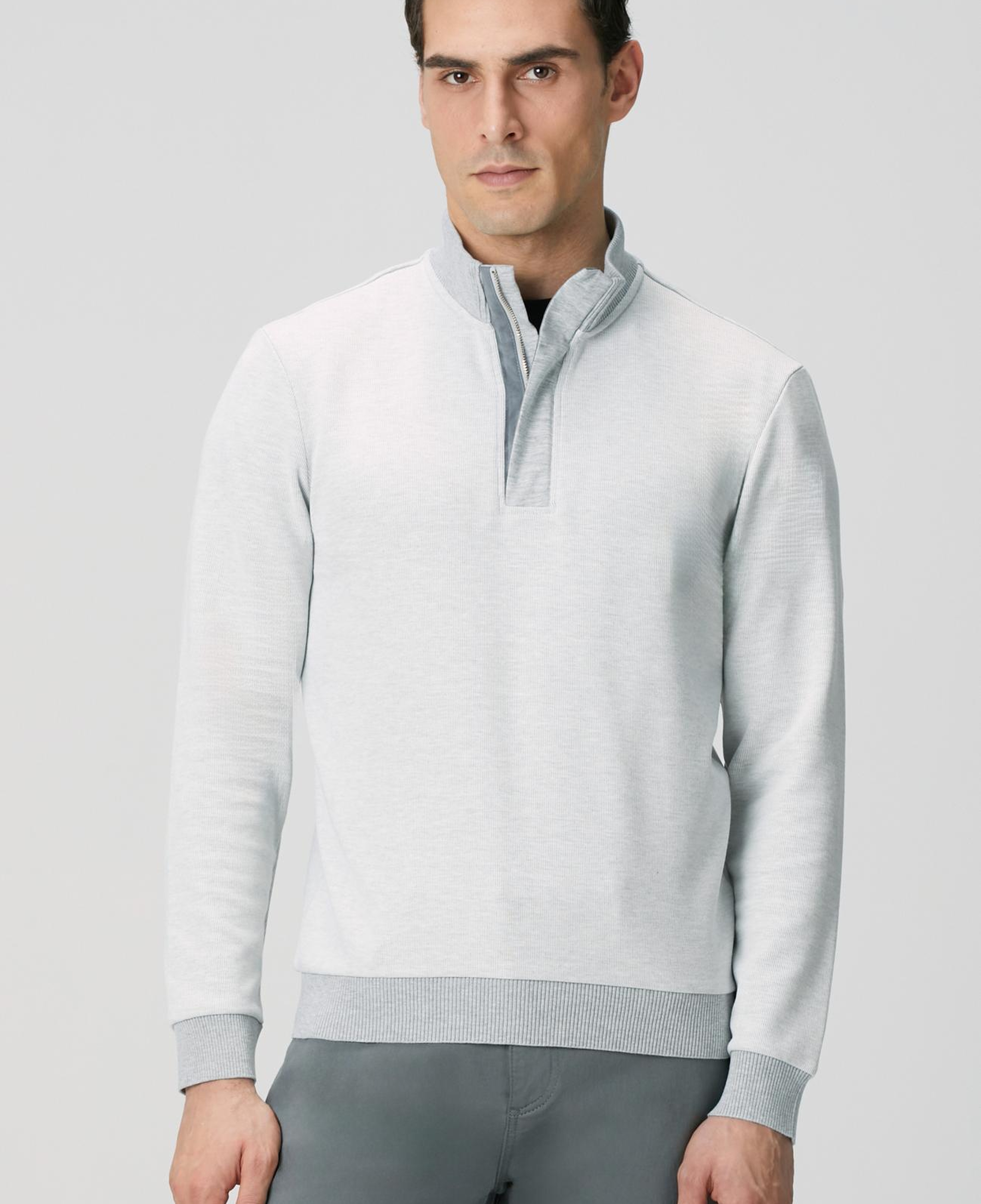 Network Erkek Kırık Beyaz Fermuarlı Yaka Garnili Sweatshirt