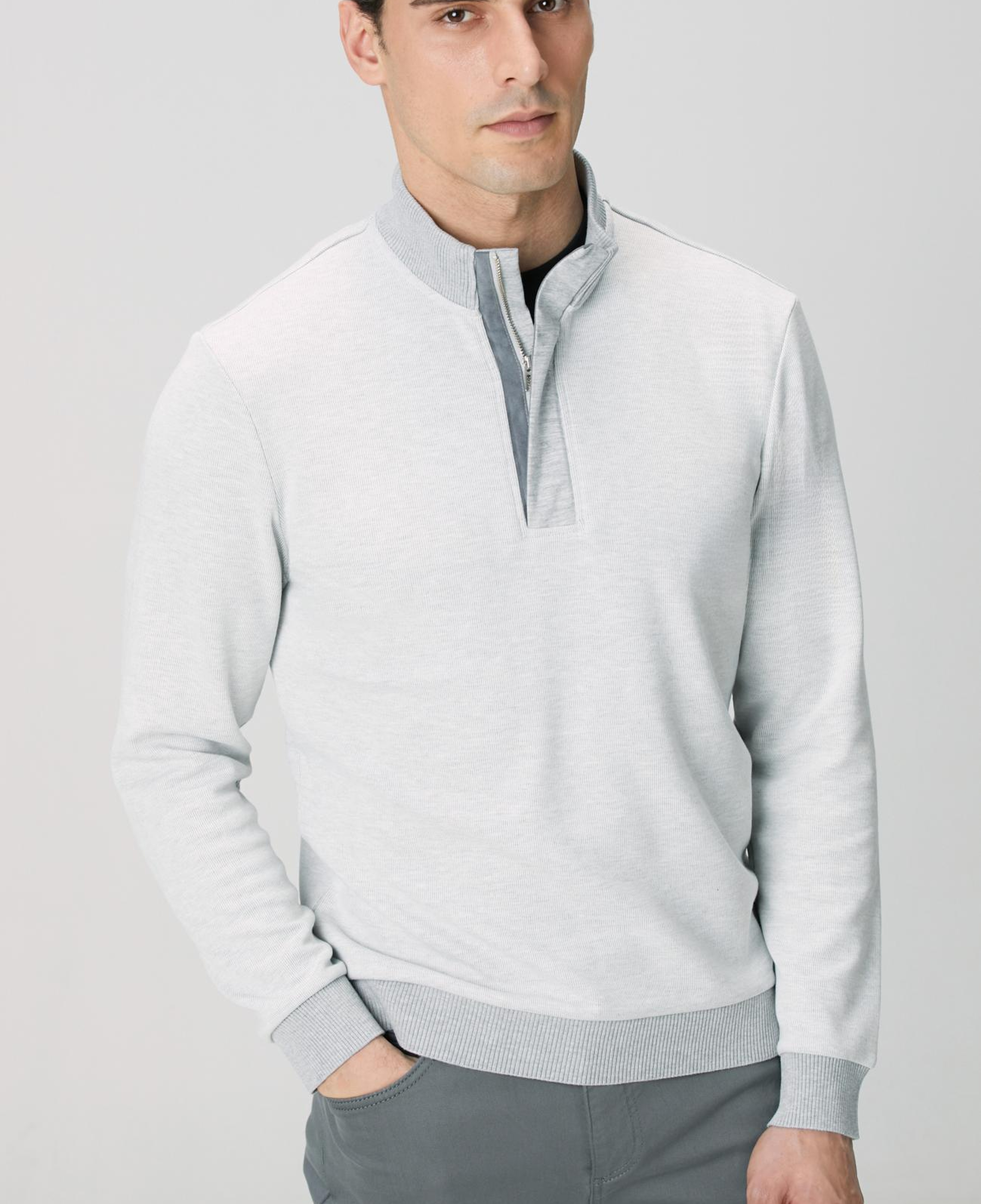 Network Erkek Kırık Beyaz Fermuarlı Yaka Garnili Sweatshirt