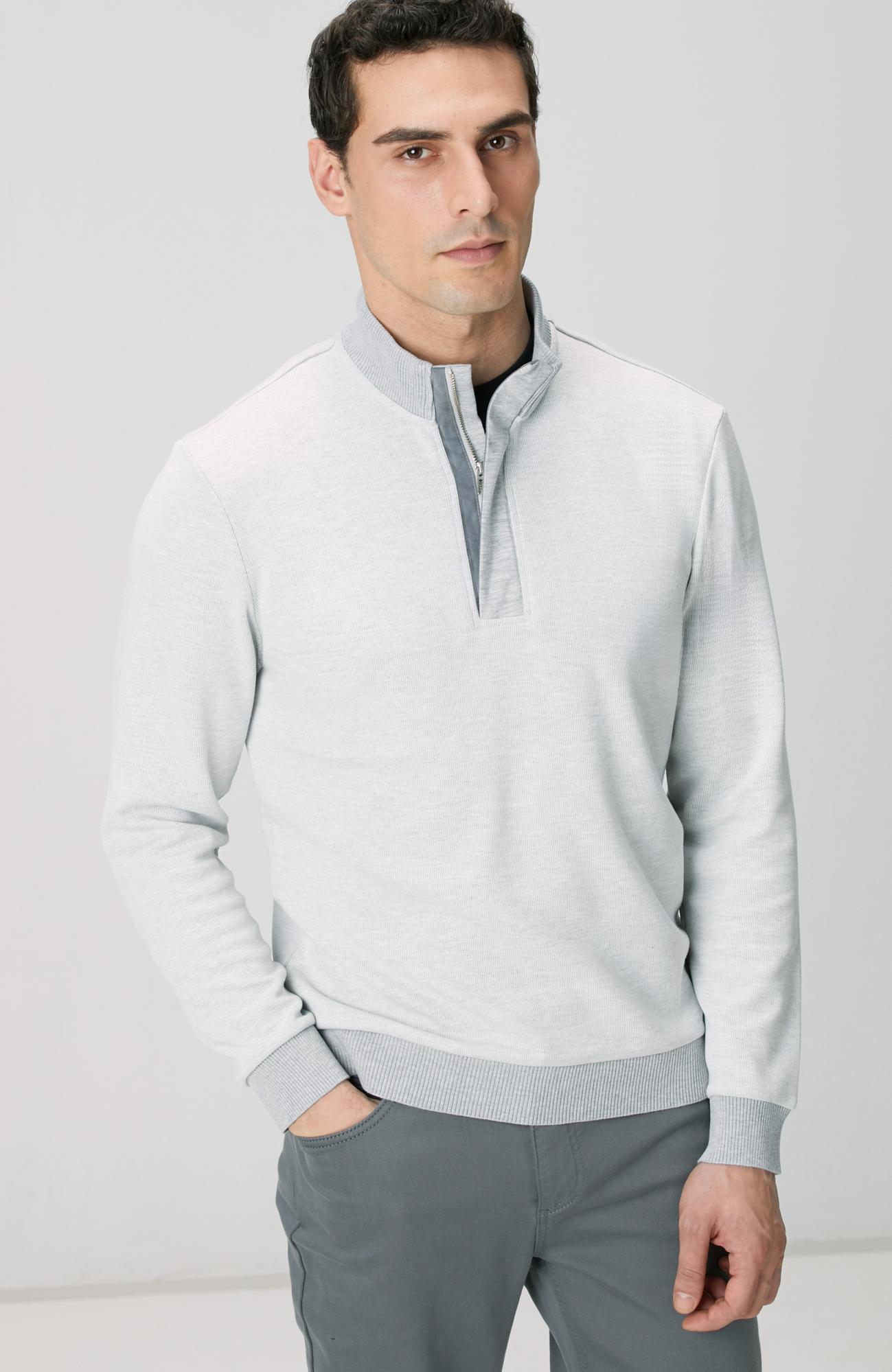 Network Erkek Kırık Beyaz Fermuarlı Yaka Garnili Sweatshirt