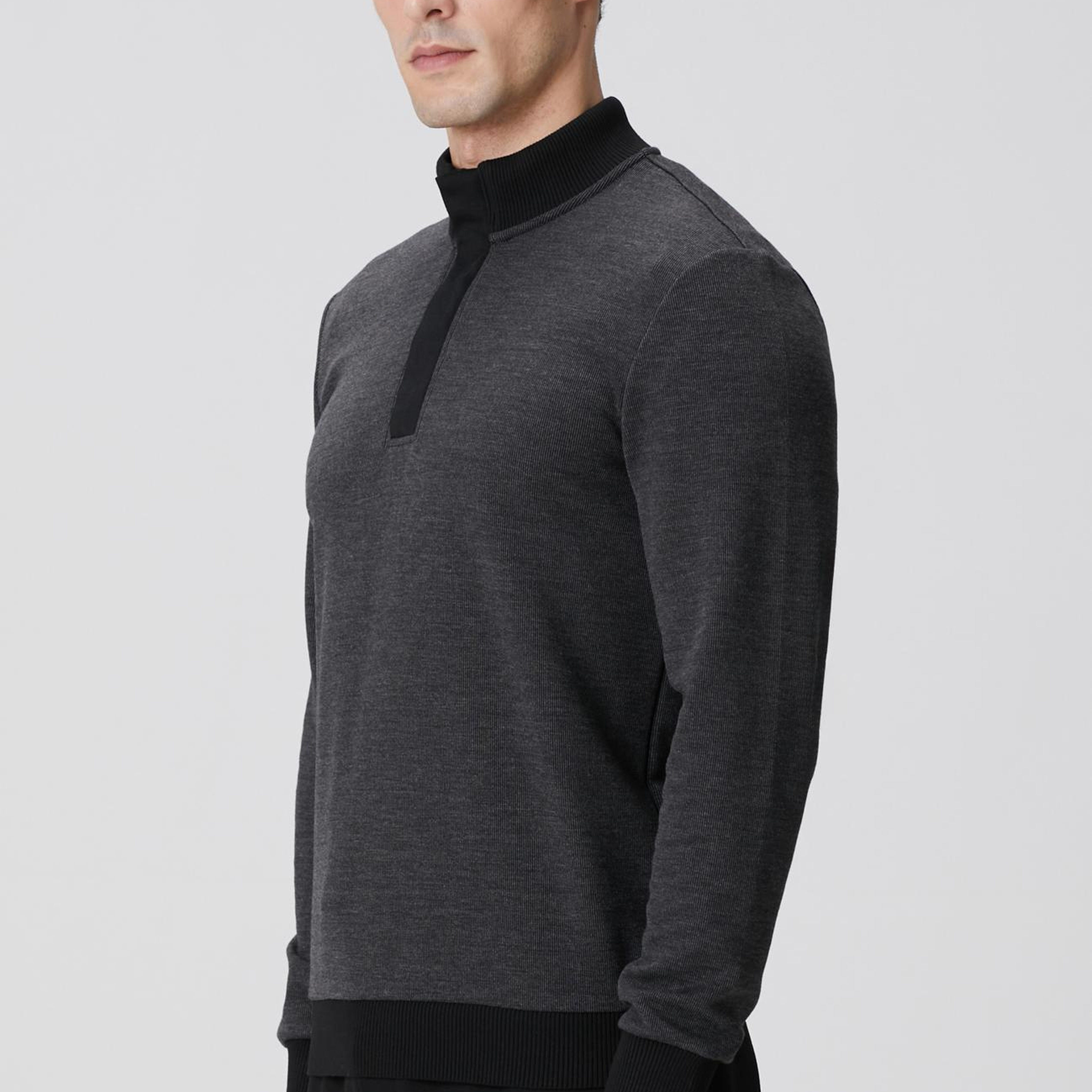 Network Erkek Siyah Fermuarlı Yaka Garnili Sweatshirt