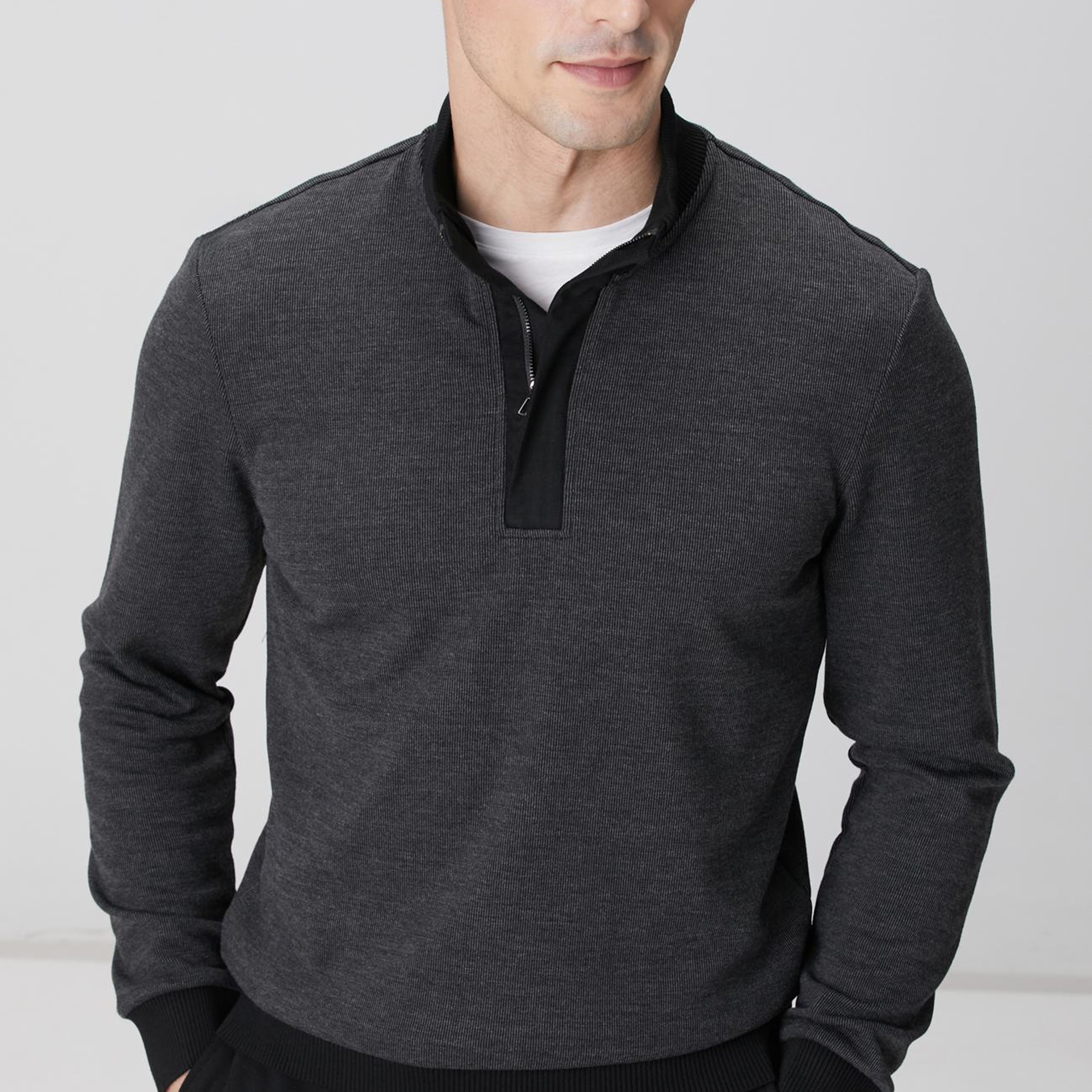 Network Erkek Siyah Fermuarlı Yaka Garnili Sweatshirt