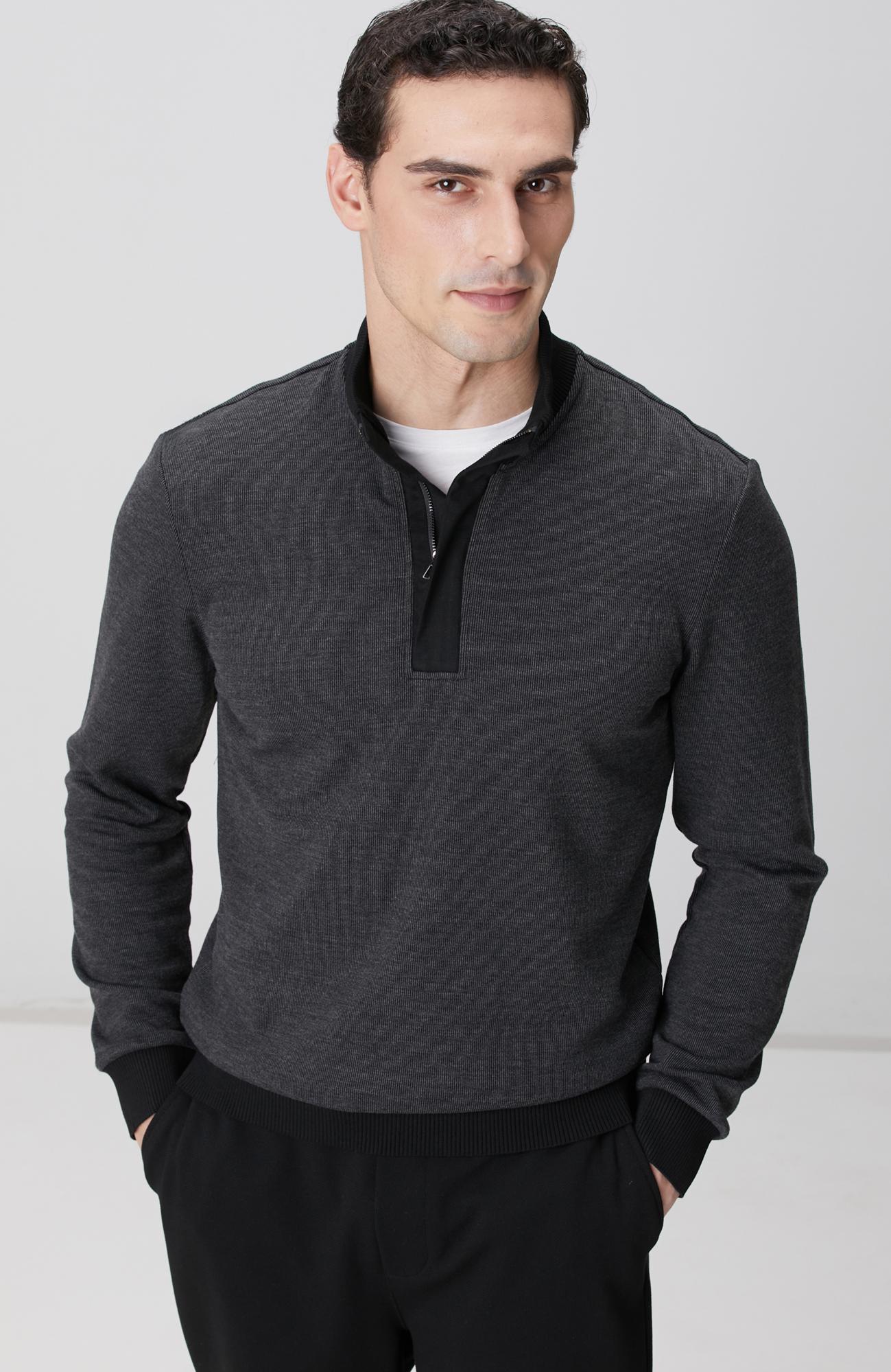 Network Erkek Siyah Fermuarlı Yaka Garnili Sweatshirt