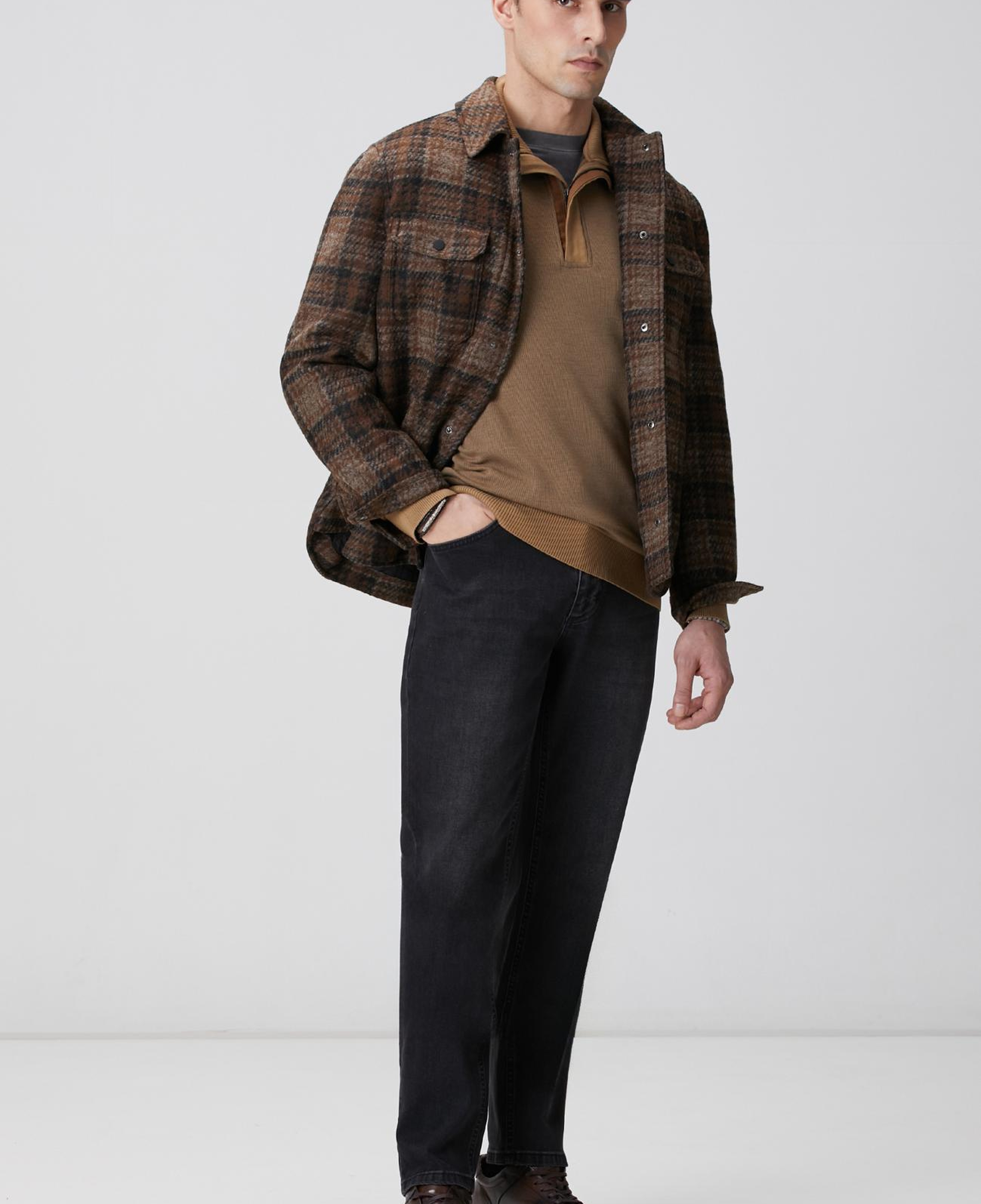 Network Erkek Camel Fermuarlı Yaka Garnili Sweatshirt