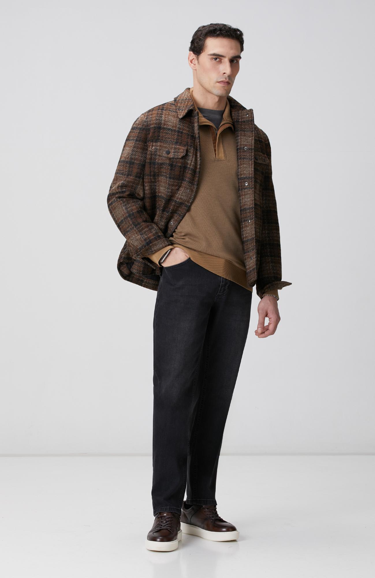 Network Erkek Camel Fermuarlı Yaka Garnili Sweatshirt