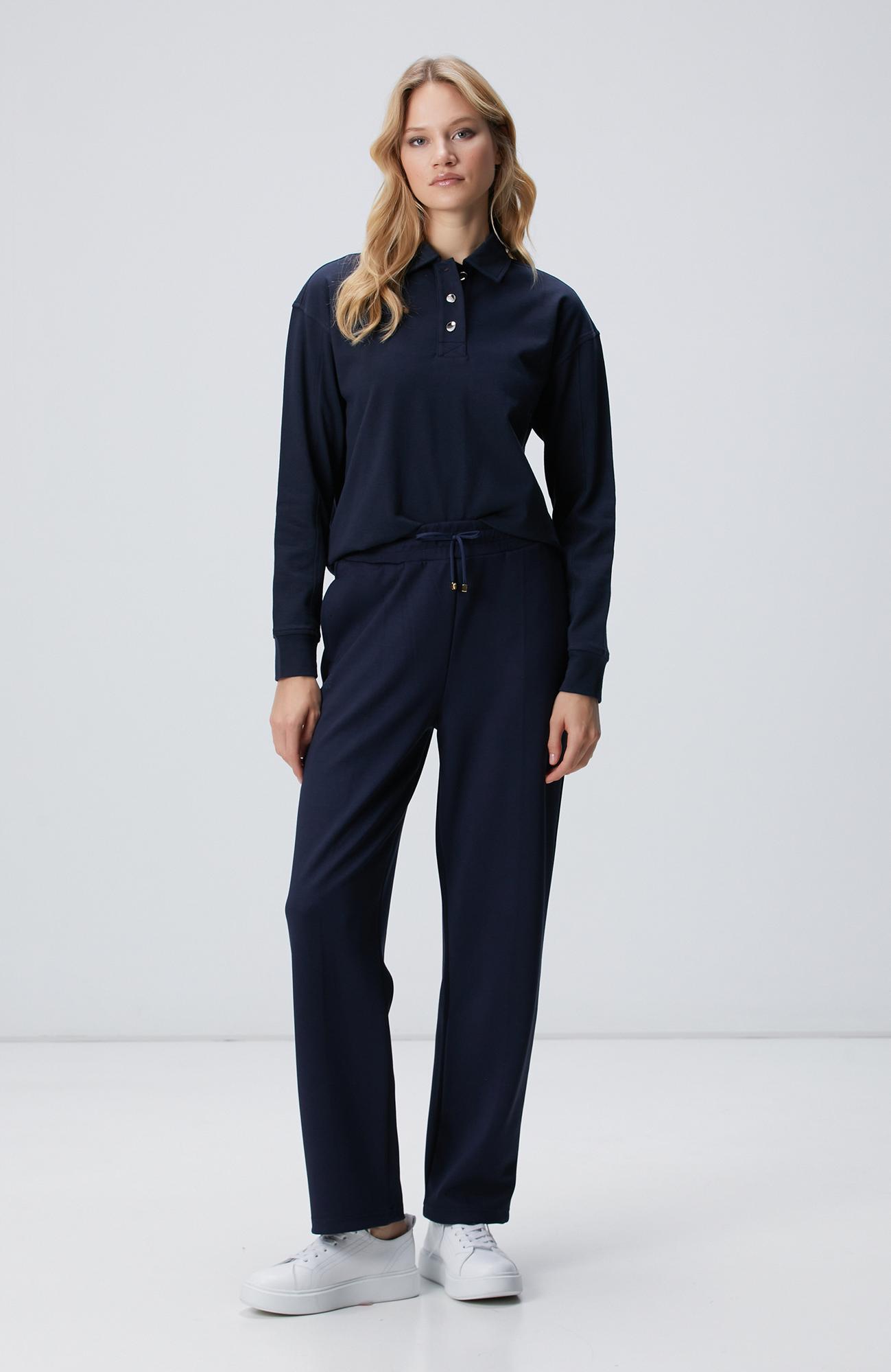 Network Kadın Lacivert Metal Düğmeli Sweatshirt