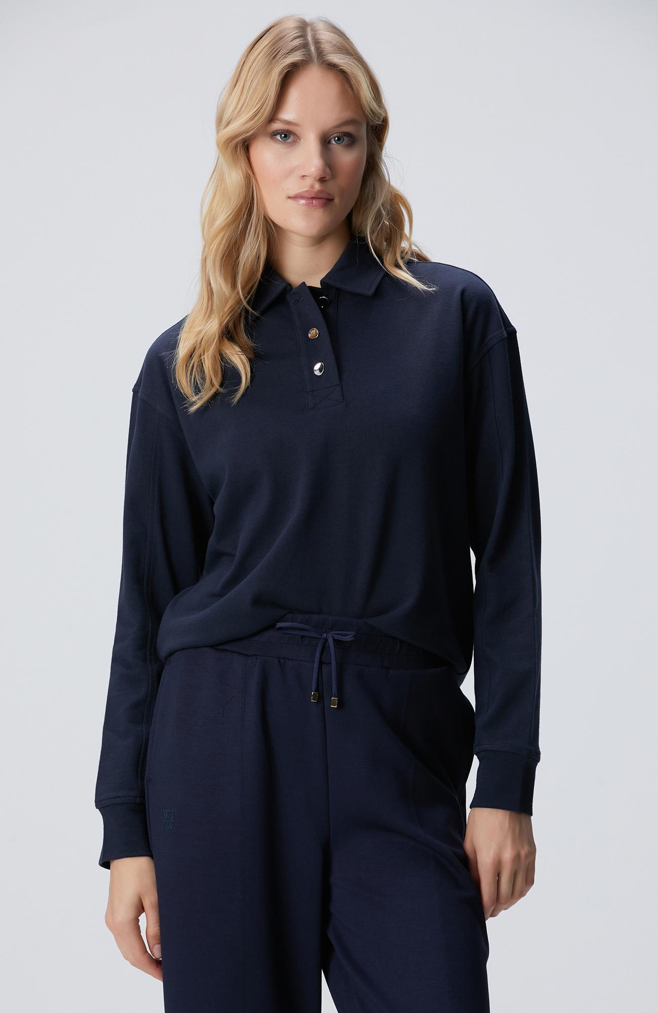 Network Kadın Lacivert Metal Düğmeli Sweatshirt