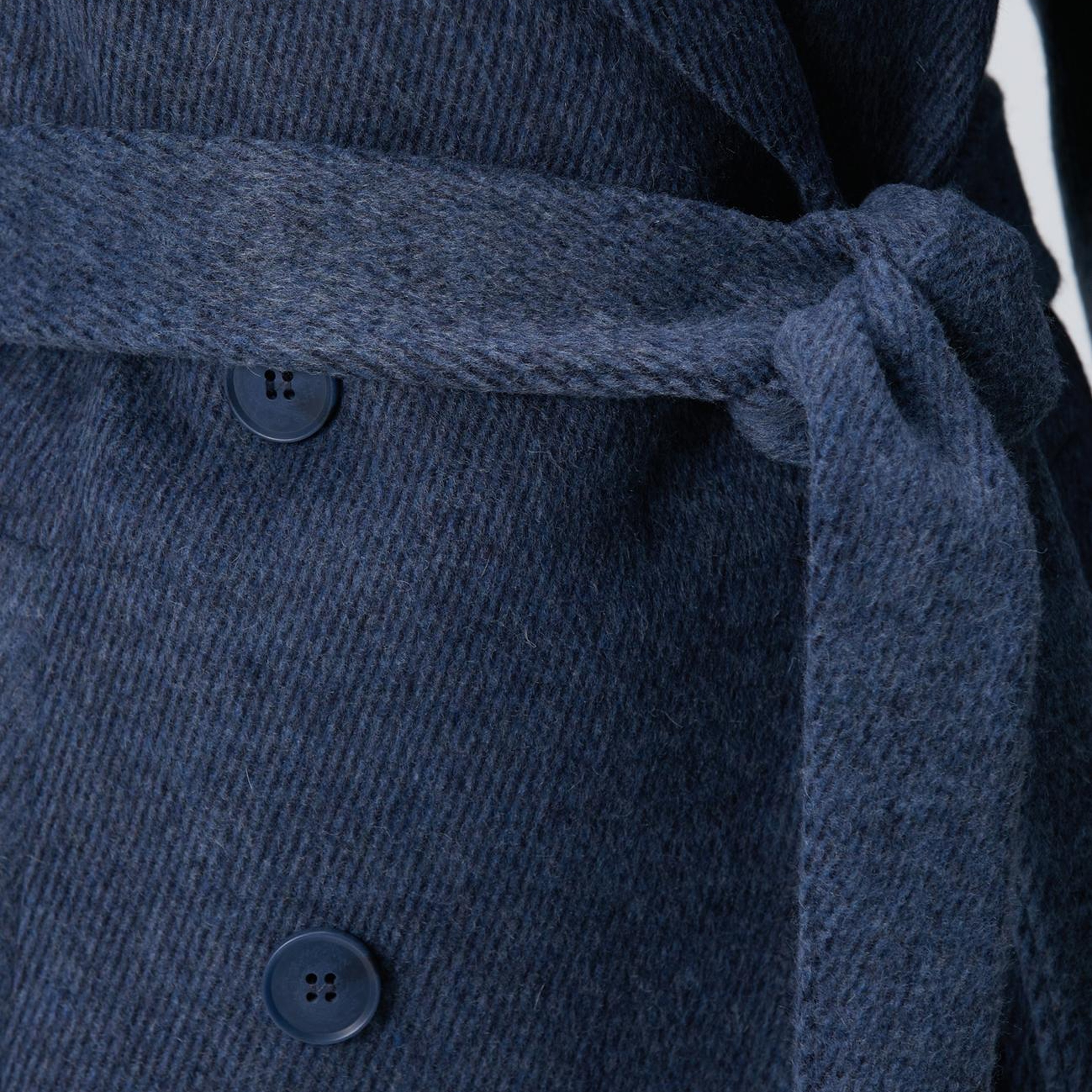 Network Kadın Lacivert Diyagonal Desen Kuşaklı Uzun Palto